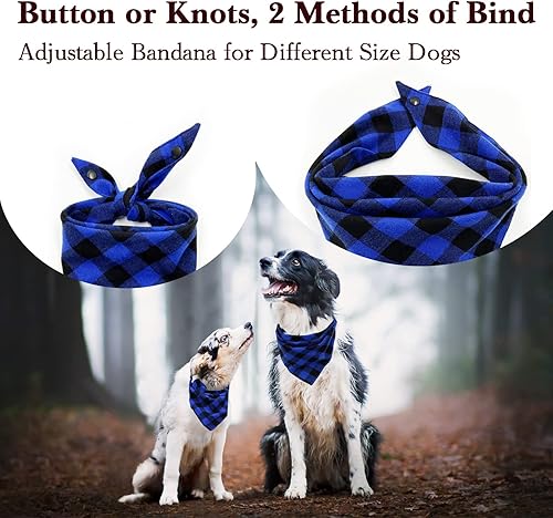 Miniatura 2 de Birthday Plaid Dog Bandana with Button, Dual Layer Scarf Soft Cotton Triangle Bib Girls and Boys Kerchief Adjustable Accessories for Small Medium