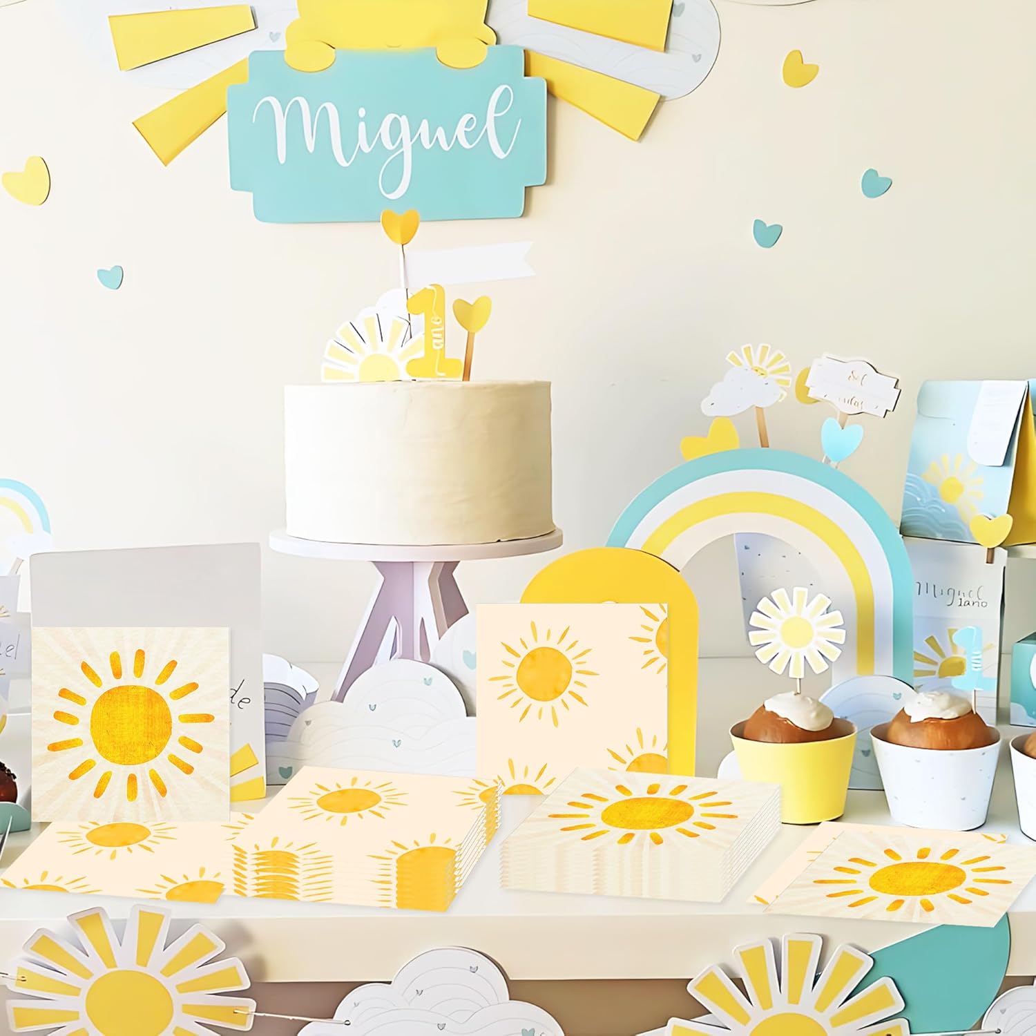 40Pcs Boho Sun Napkins First Trip Around The Sun Party Paper Napkin Disposable Boho Sunshine Birthday Wedding Party Supplies Sunshine Baby Shower Decorations - Image 6