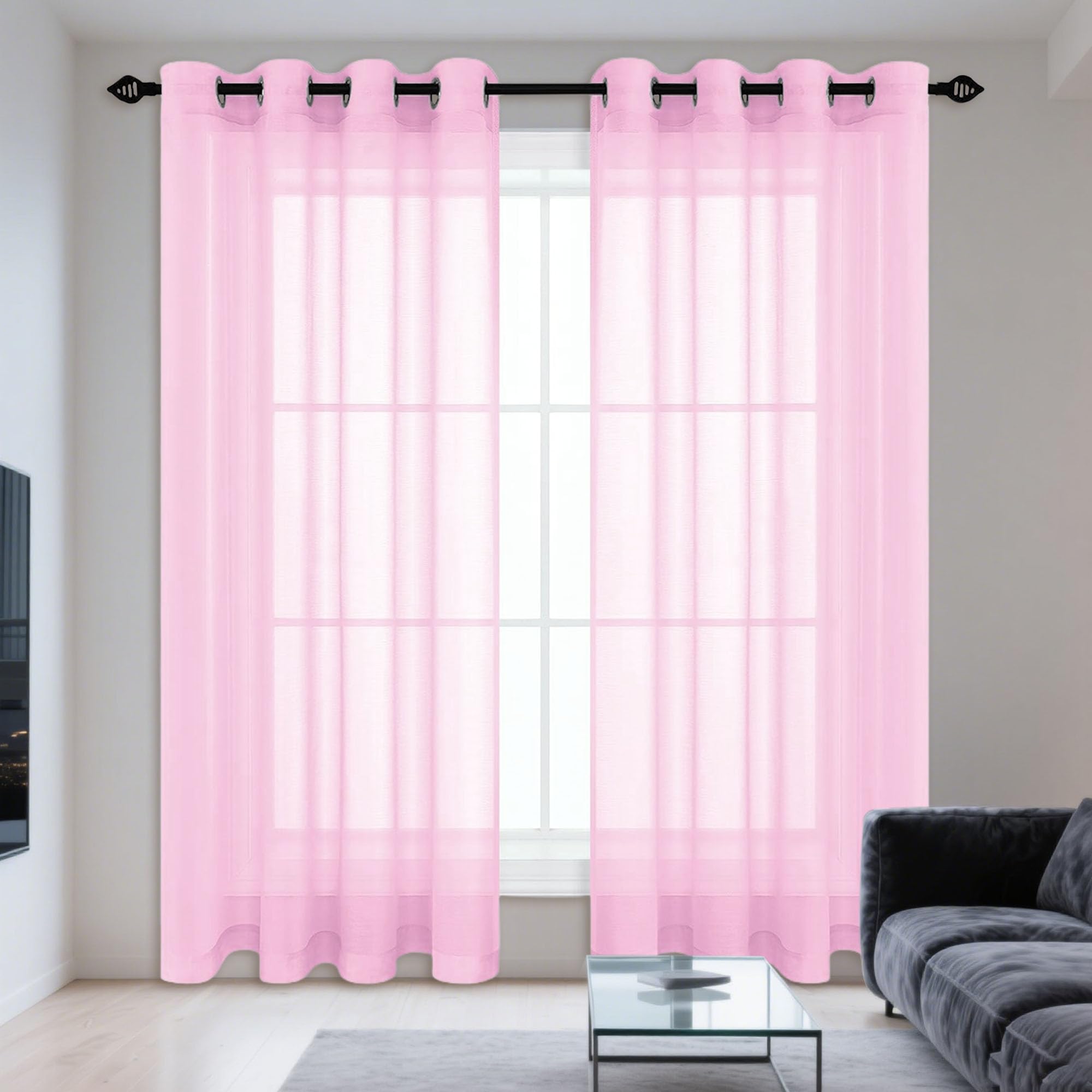 Rideaux transparents modernes roses pour sublimer la chambre de fille