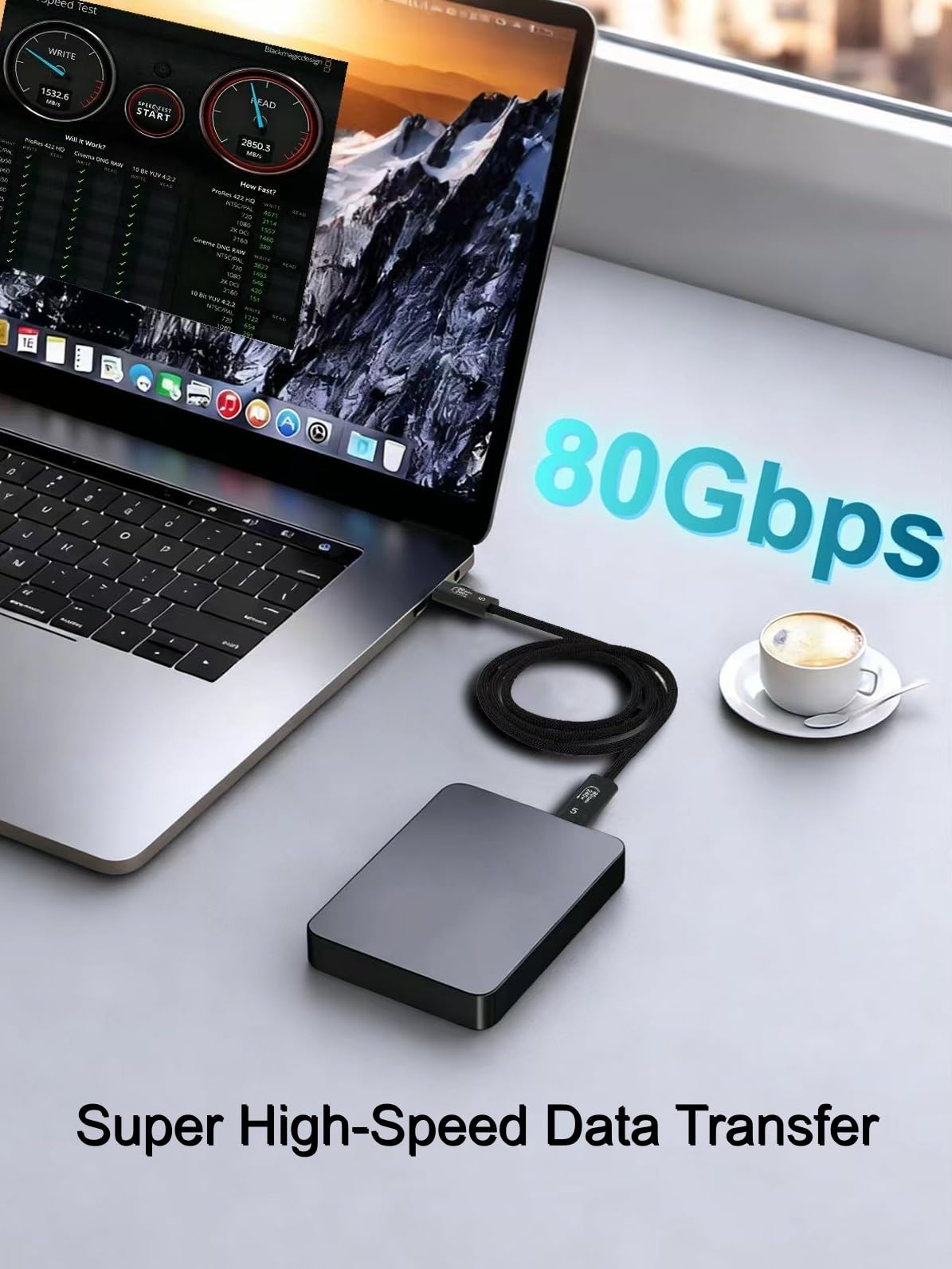 AIRSKY Cable USB 4 para cable Thunderbolt 5, cable de datos de 80 Gbps de 10 pies, carga de 240 W, ancho de banda de hasta 120 Gbps, pantallas de 16 K/Dual 8K, compatible con Thunderbolt 4/5, iPhone