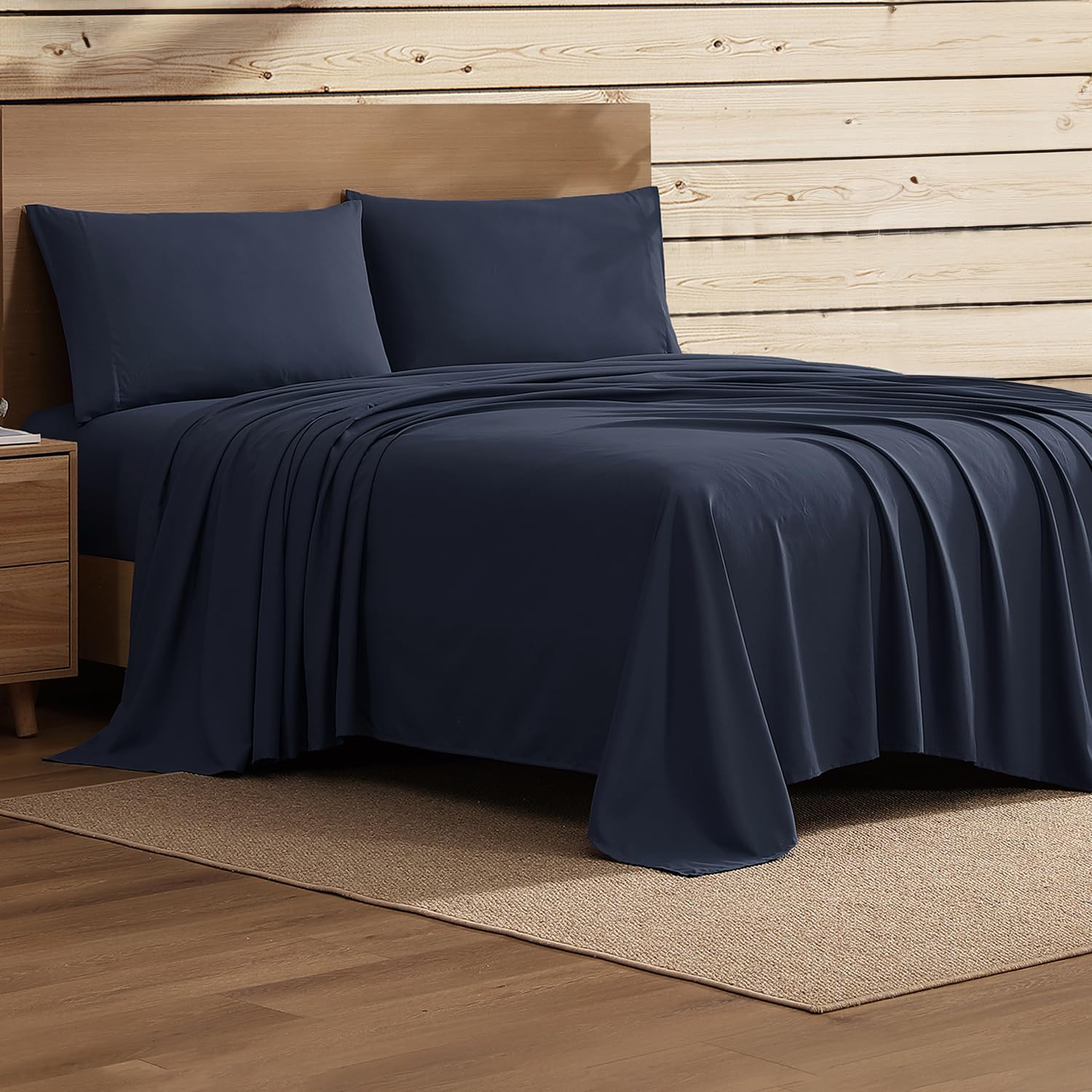 Coleman Twin Sheets Set – Durable Home Bedding with Outdoor Heart, Stylish &amp; Reliable for Bedroom or Cabin – Premium Solid Color, Built for Comfort, Style &amp; Occasional Outdoor Use, Navy Blue