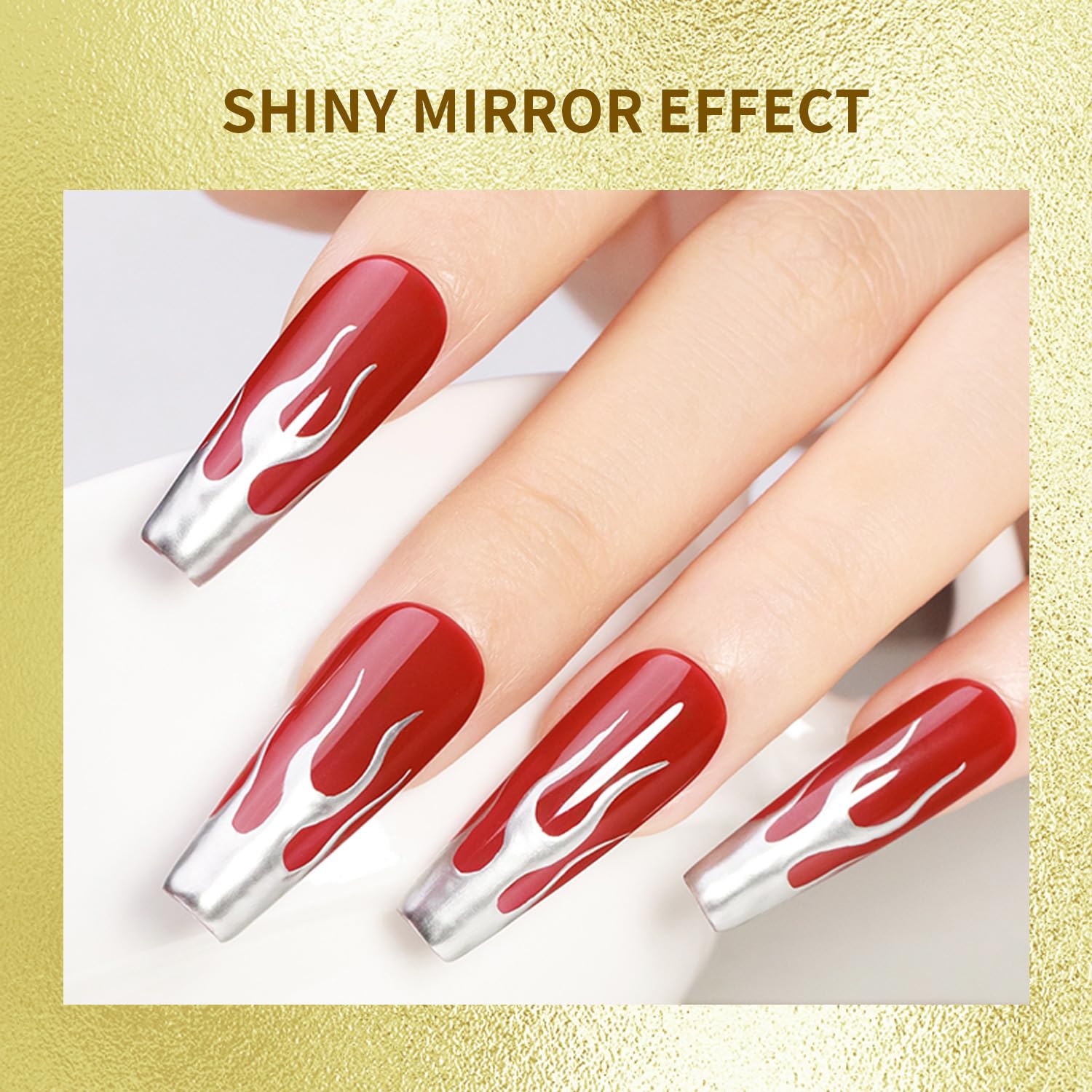 JODSONE 3D Metallic Gel Nail Polish Set, Gold and Silver Gel Nail Polish, Chrome Gel Nail Polish - Image 3