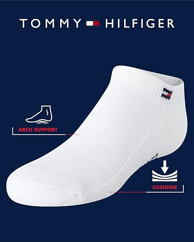 Miniatura 2 de Tommy Hilfiger Calcetines deportivos para niños, paquete de 6 calcetines de tobillo transpirables que no se ven de corte bajo para niños y niñas