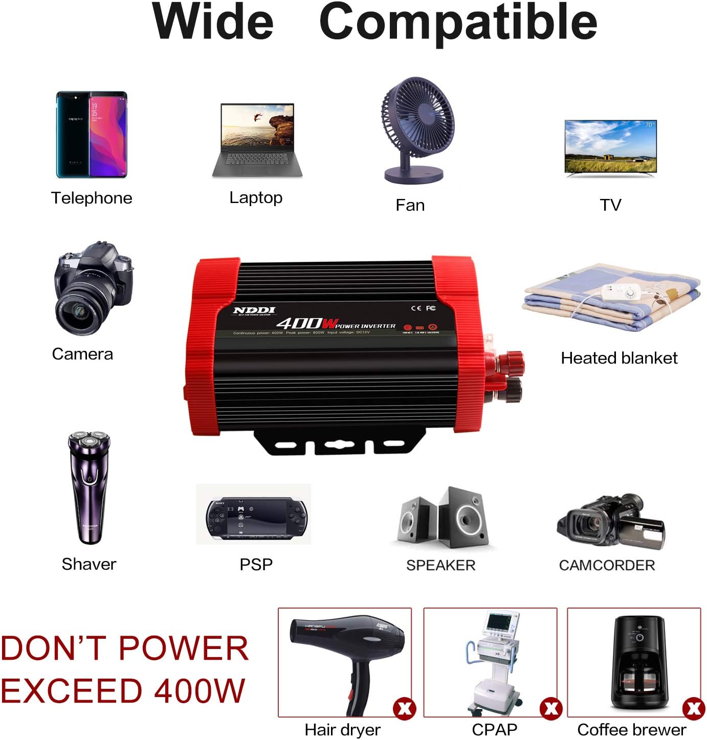 Blасk Frіdау Clеаrаnсе 400W Car Power Inverter, DC 12V to 110V AC Converter with 2 Charger Outlets and Dual 3.1A USB Ports Cigarette Lighter Socket Adapter