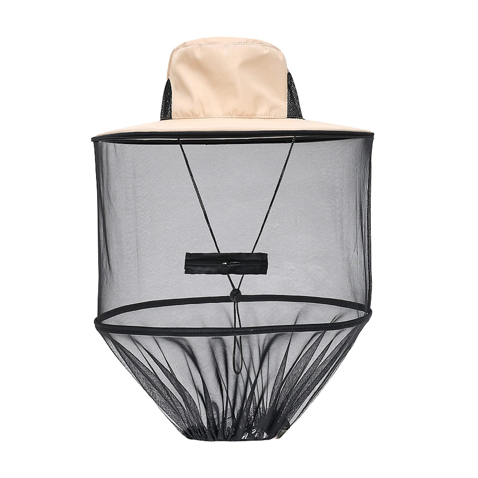 Nwvuop Khaki Mosquito Hat With Removable Netting Midge Mosquito Head Net Hat Face Neck Protection Head Cover For Beekeeper Hiking Fishing Camping,