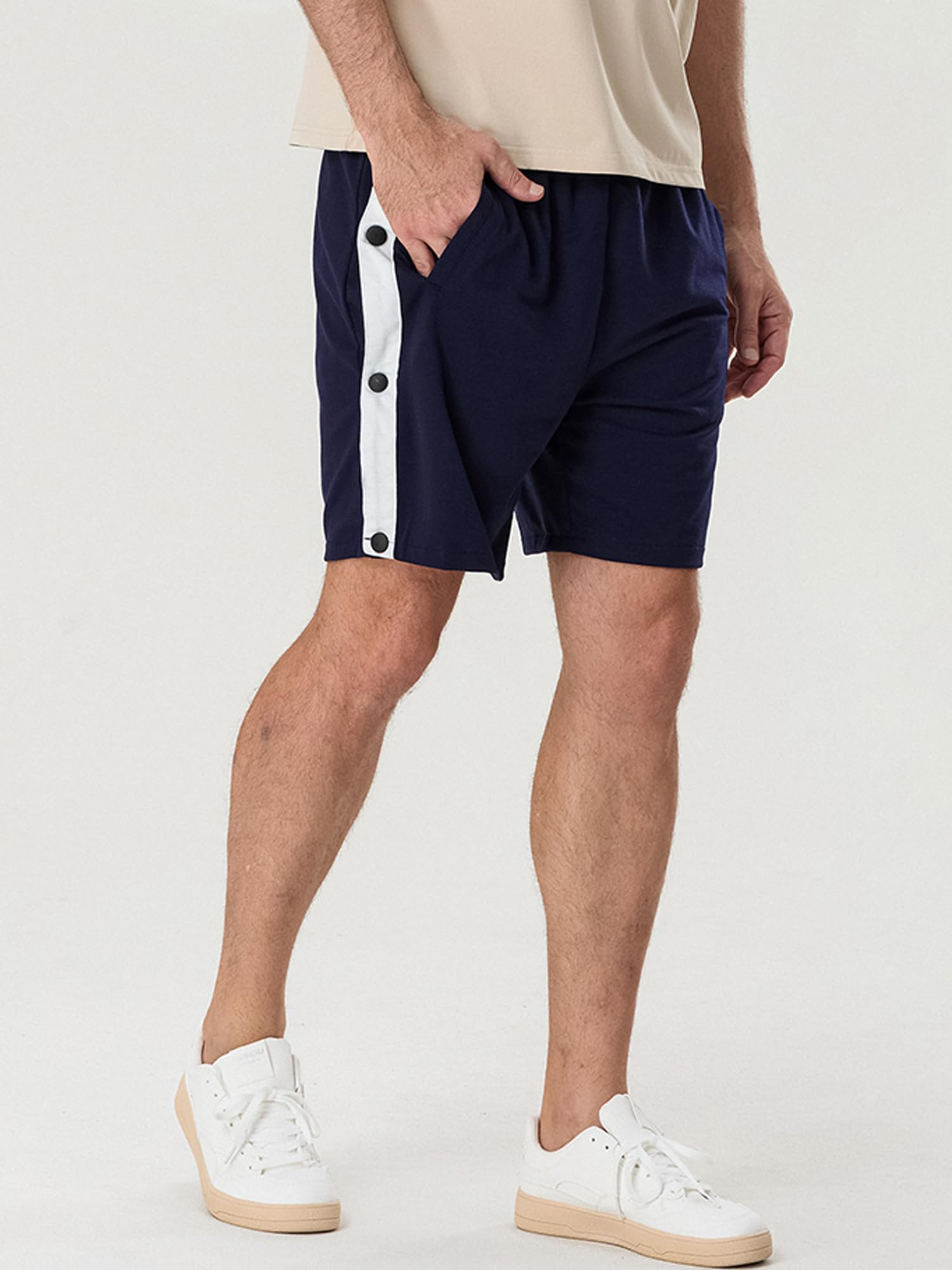 Sexy Outfit Pantaloncini Sportivi da Uomo a Strappo Chiusura con Bottoni Automatici Laterali Vita Elastica Pantaloncini da Allenamento per Palestra per Recupero Post Intervento Chirurgico con Tasche