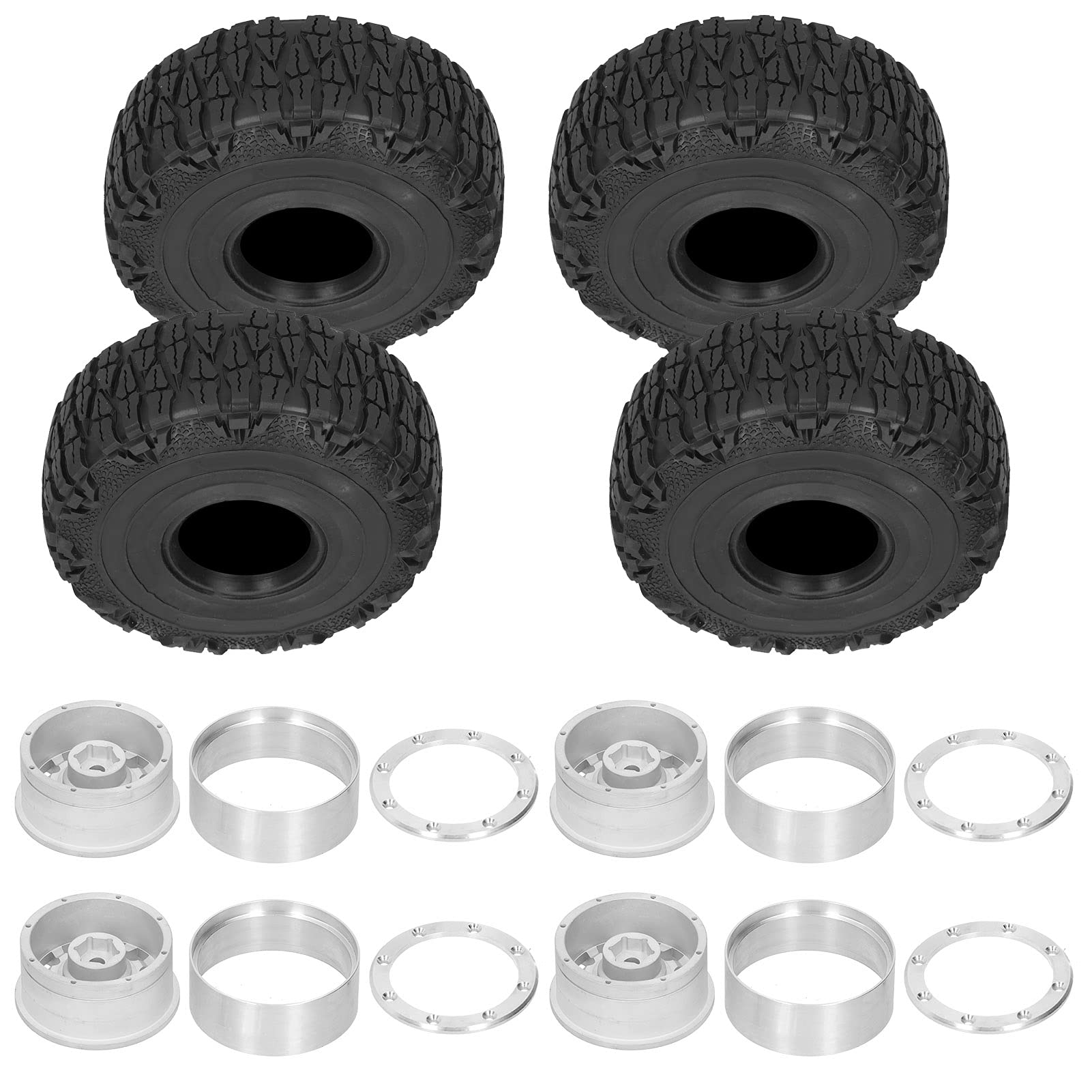 4Set Remote Control 123mm opona z częściami piasty koła do samochodu TRX4/SCX10/90046 1/10 RC (Silver)