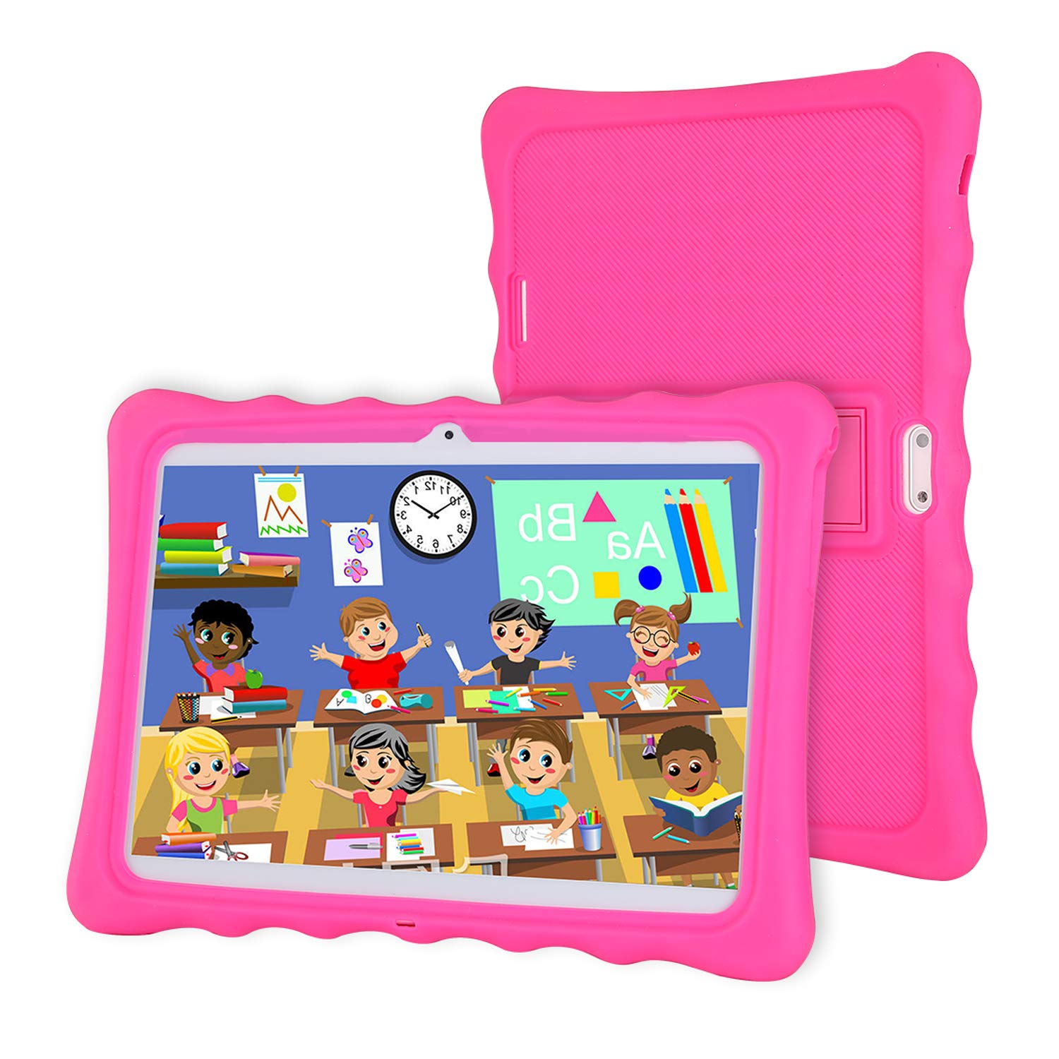 Tableta 10 Pulgadas,LAMZIEN Android 8.1 Tablet Infantil,2GB RAM y 32GB ROM,Quad-Core 1.8Ghz,3G Dual-Sim,WiFi, Bluetooth,Cámara Dual,Google Play,Juegos Educativos,Rojo