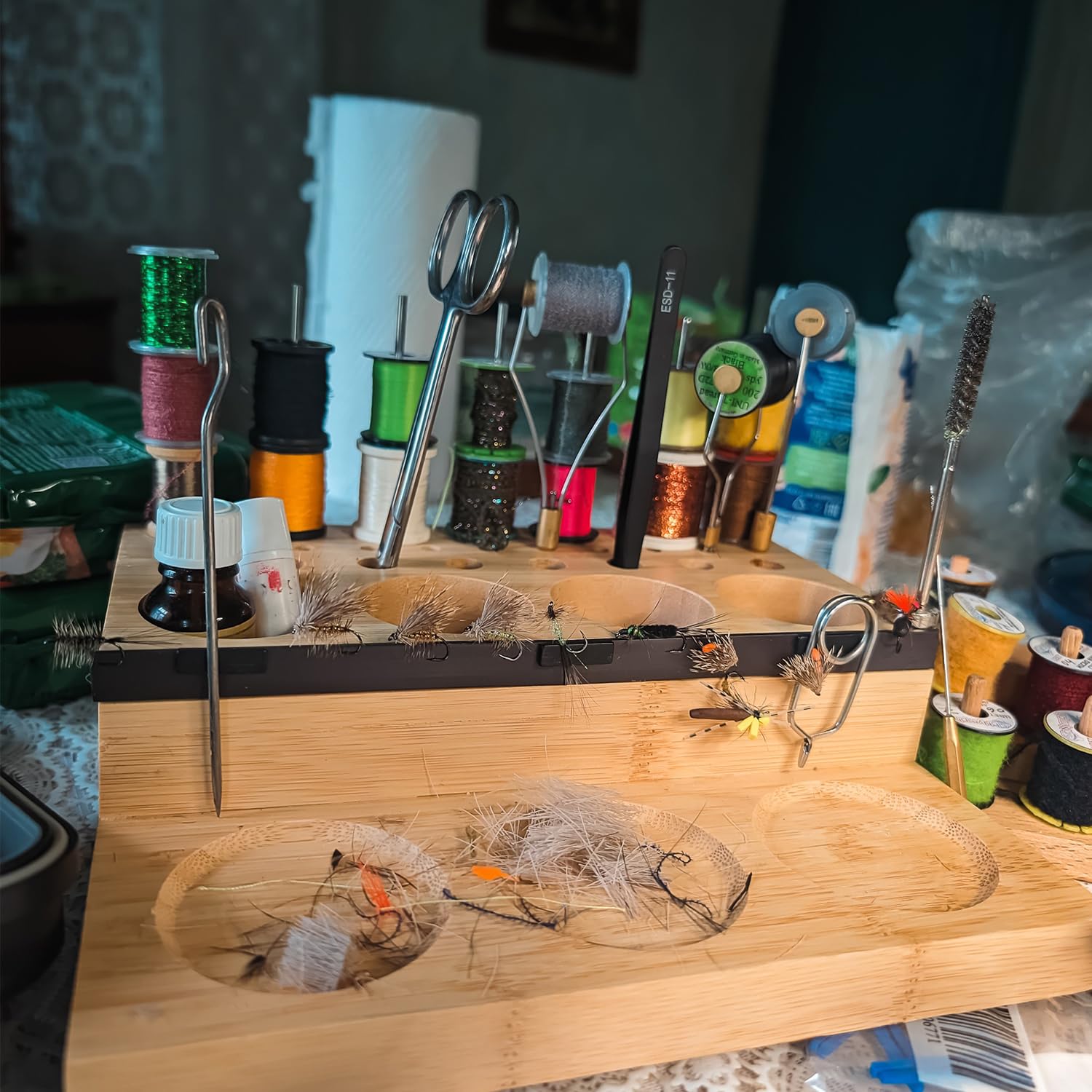 Raprance Kit de pêche à la mouche en bois - Organiseur de bureau