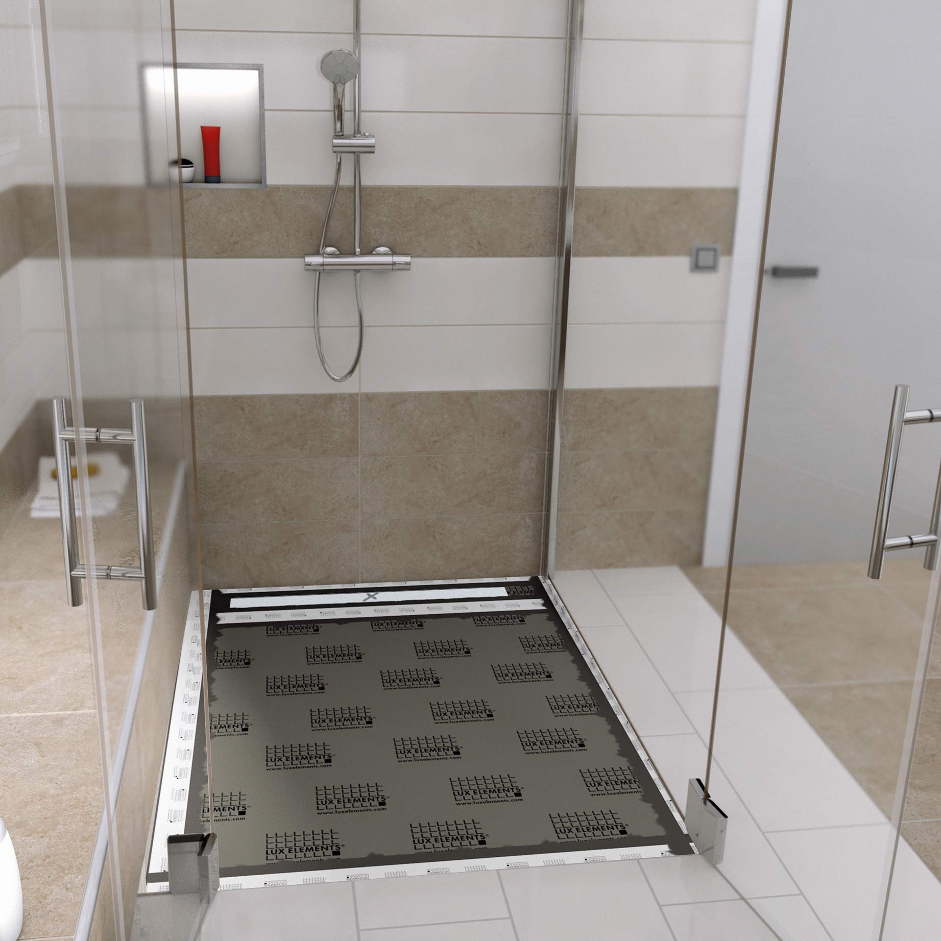 LUX ELEMENTS Caniveau de douche 90 x 20 mm avec écoulement en ligne 7 x 75 cm intégré, TUB-LINE RT 900/200 (750) LTUBE95001, gris