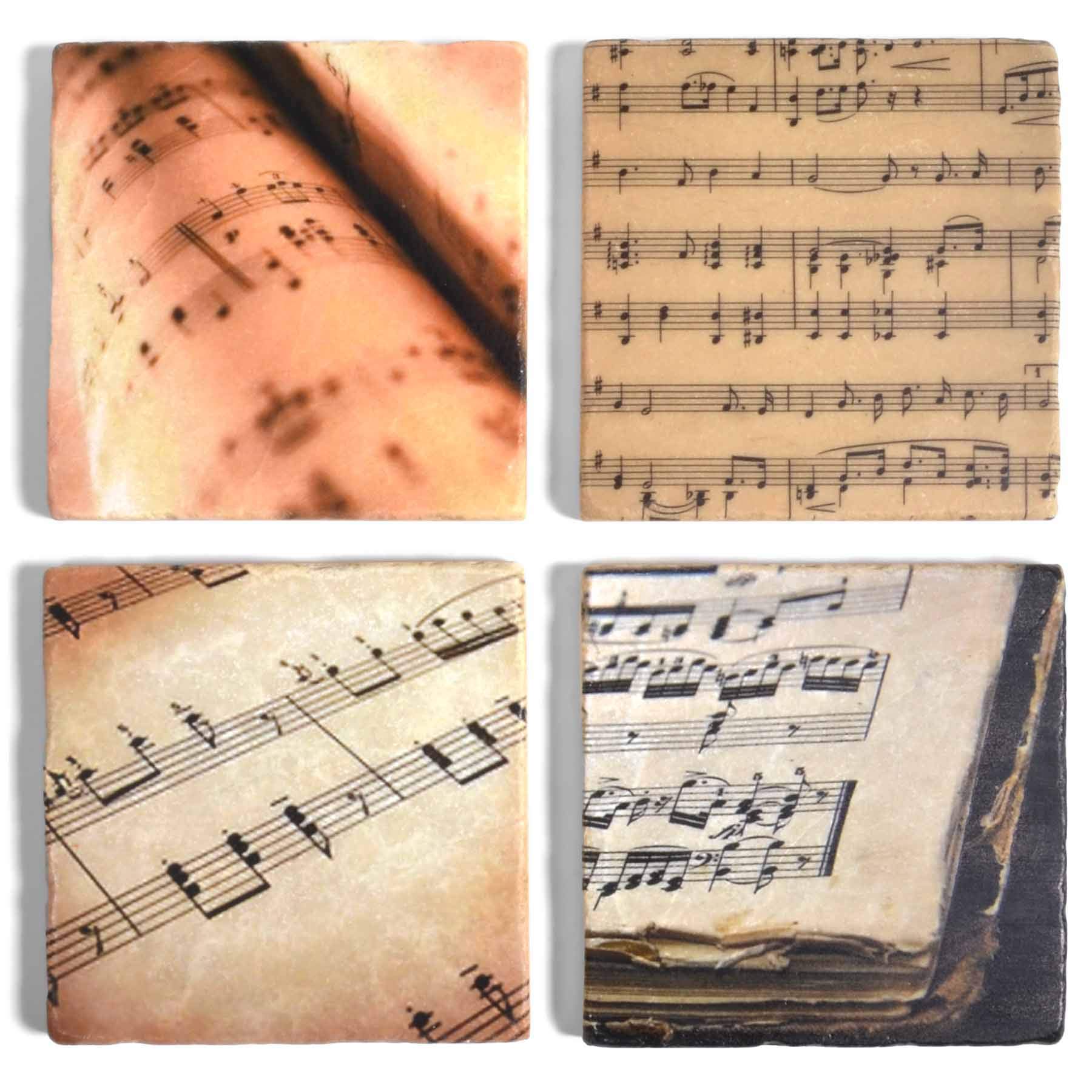 Studio VertuSheet Music Tumbled Marble Coasters, Set of 4