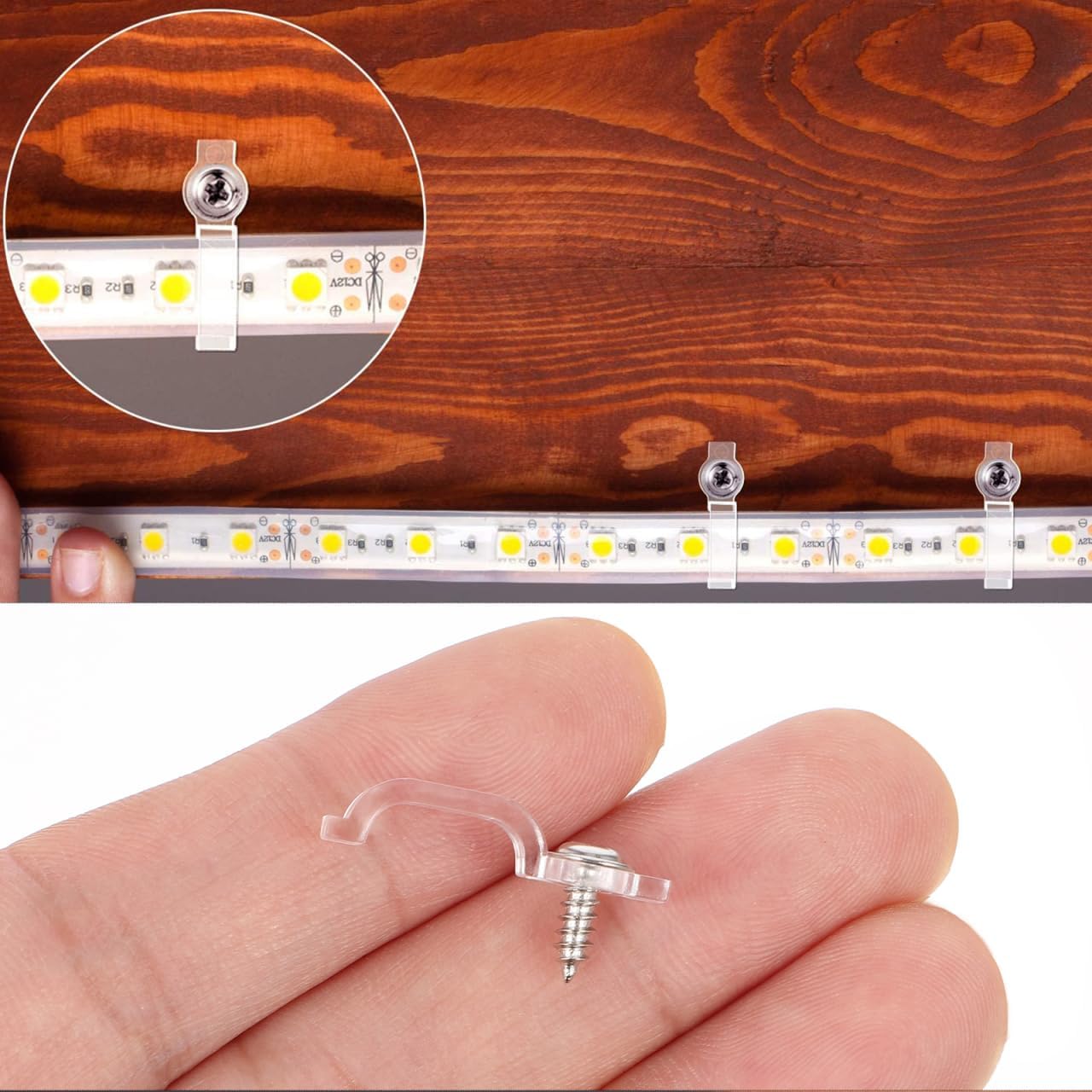 POPETPOP 200pcs Led Strip Lights Clips Plastic Fixing Clips for Led Tape Lights Material Easy Installation