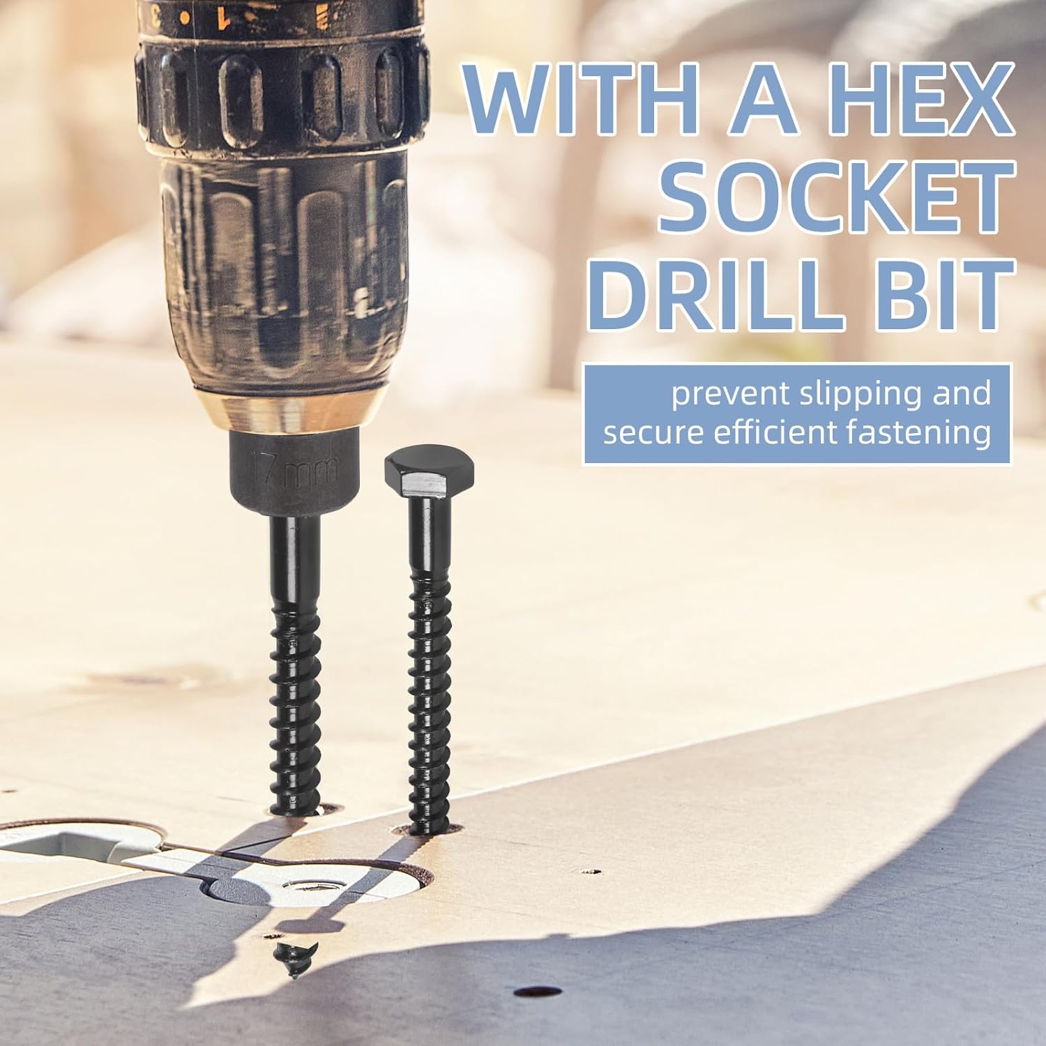 100 Pack Wood Lag Screw, 3/8" x 3" Hex Head Lag Bolts, Heavy Duty Hex Head Lag Screws, Wood Screws 18-8 with Washers - Black