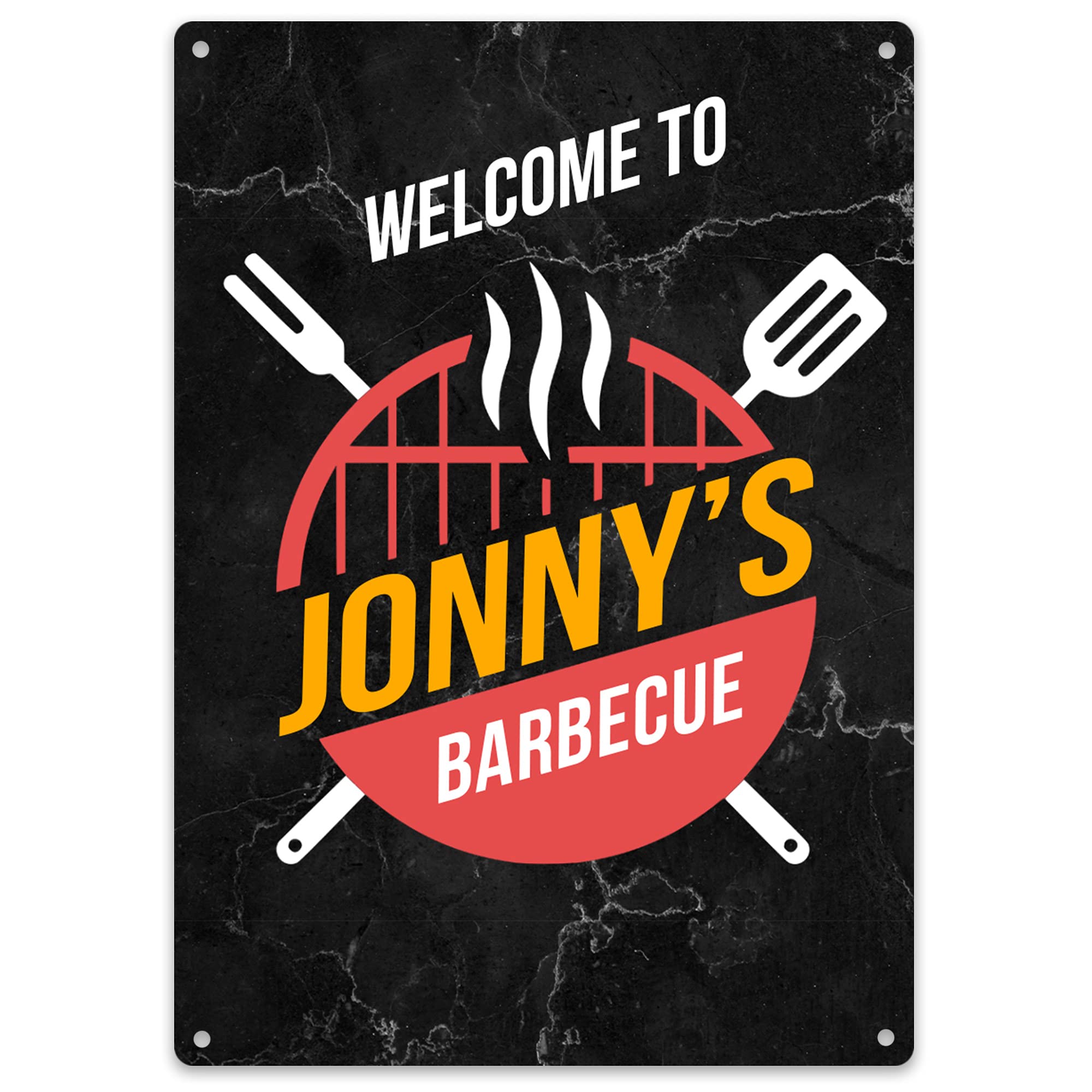 Metal BBQ Sign - Personalised Garden Party Gift For Him - Barbeque Signs and Plaques Outdoors Area Fathers Day, Garden & Outdoor, Small, Design 1