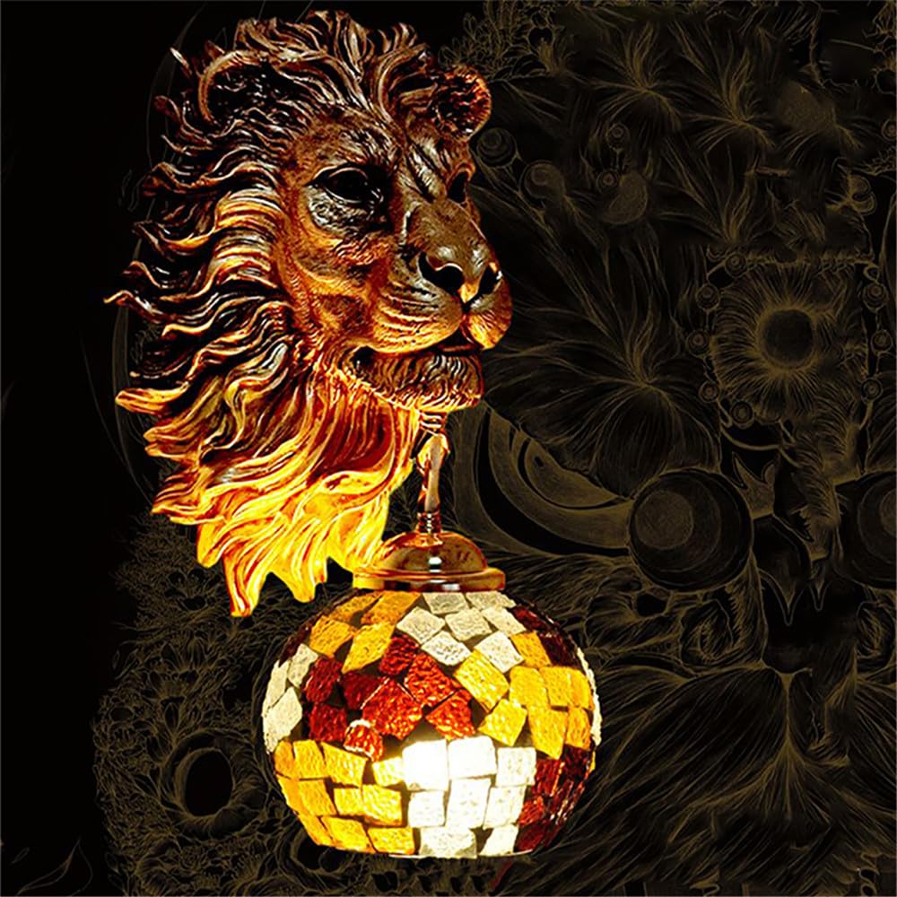 SXECAEPS Lion Wall Lamp - Retro Creative LED Light for Living Room, Bedroom, Hallway, Bar, Cafe, and Restaurant Aisle Decoration