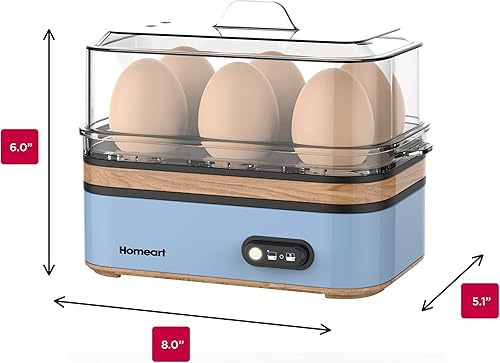Miniatura 4 de Homeart Panda - Caldera de huevos con detalle de madera olla de huevos duros eléctrica rápida con apagado automático alarma y perforador de huevos