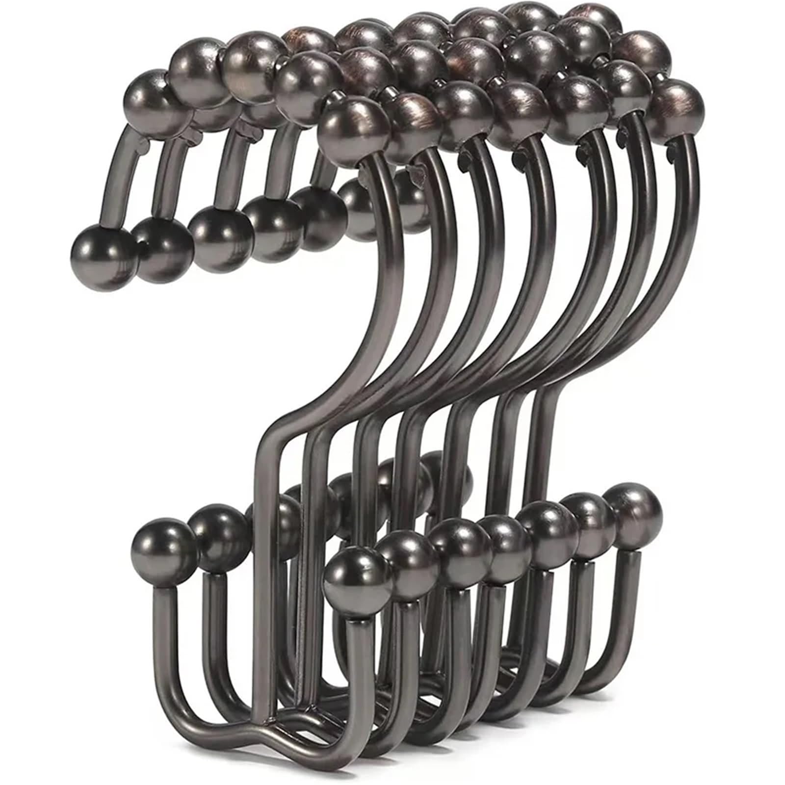 Shower Curtain Hooks 12pcs Shower Curtain Hooks Nickel Rings For Bathroom Rod For the bathroom(B Bronze)