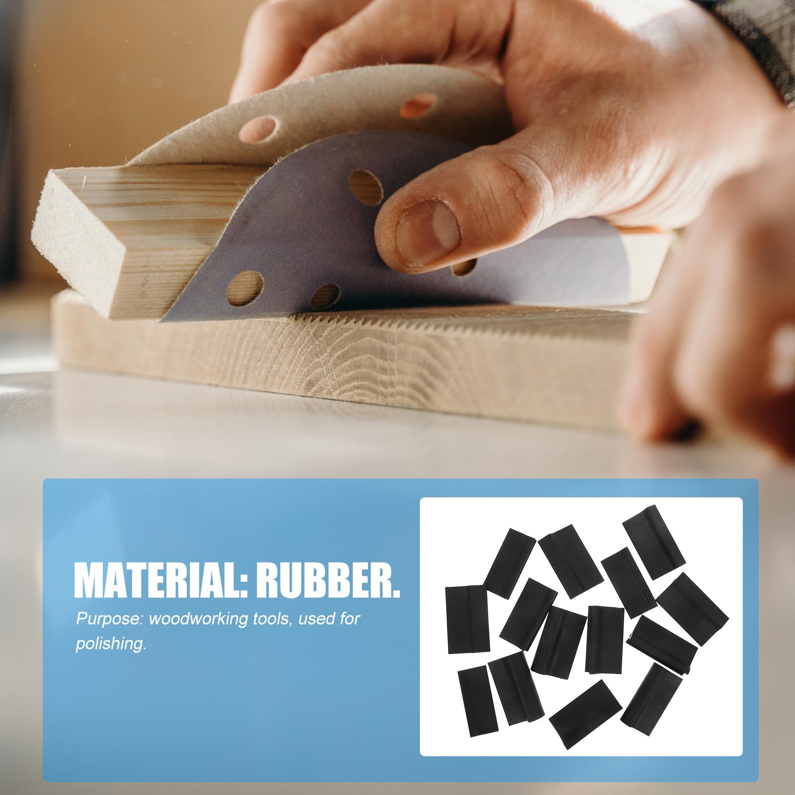 MAGICLULU Blocco di Levigatura in Gomma Nero per Lavorazione del Legno, Supporto per Carta Abrasiva Tappetino Convesso, Semplice da Usare e Risparmio
