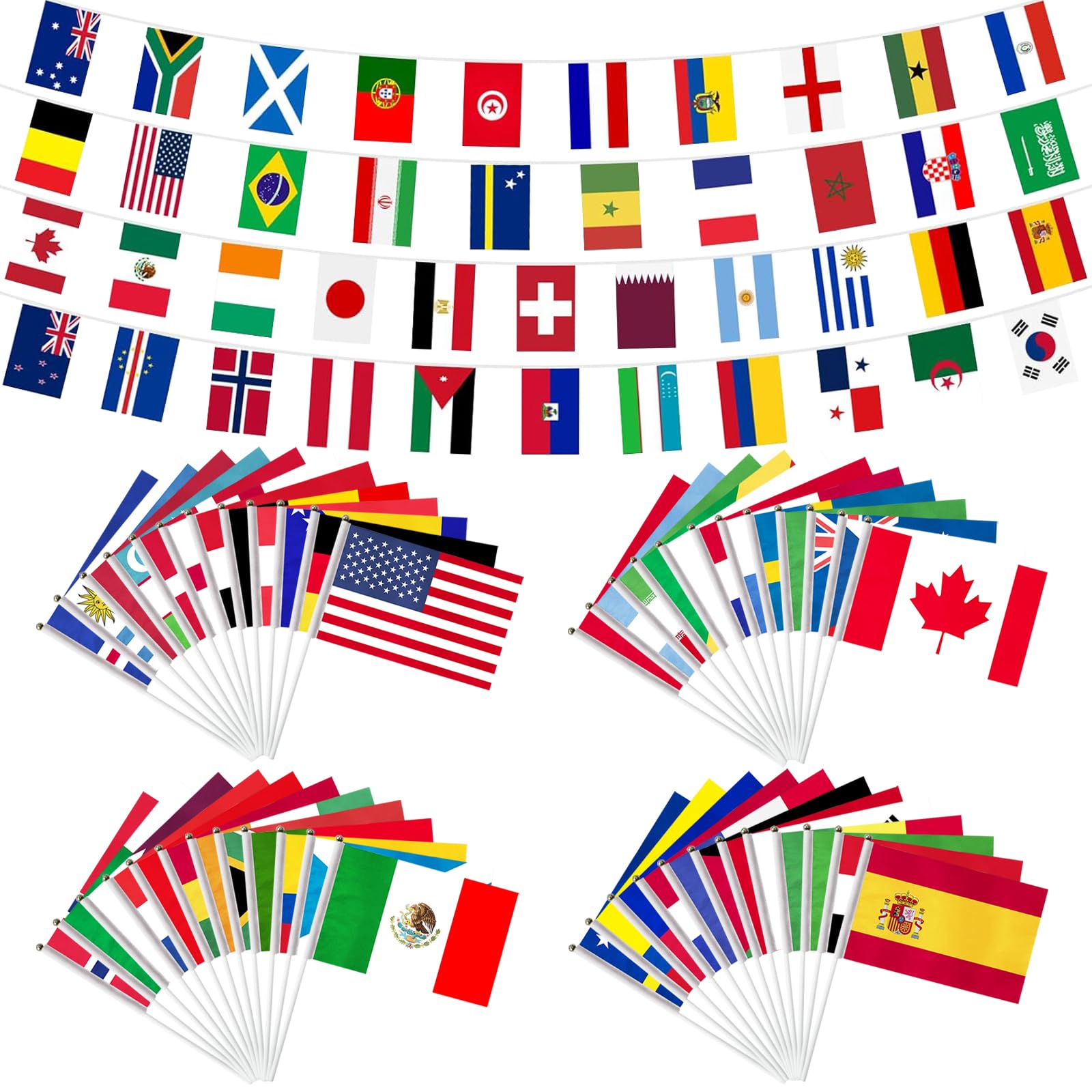 Decoración del Mundial 2026, Copa del Mundo 2026, 49 piezas del Mundial 2026, artículo para fans con 48 banderas y Bunting de 15 m con los 48 países. Decoración para eventos de fútbol y celebraciones