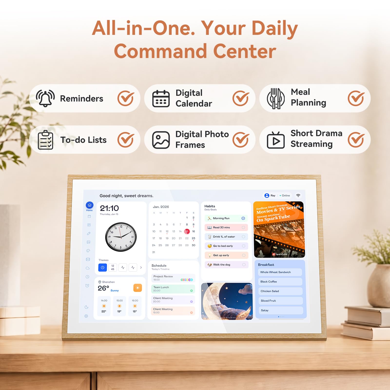 Blackview Digitaler Kalender, 25,7 cm, elektronischer Kalender für Familienpläne