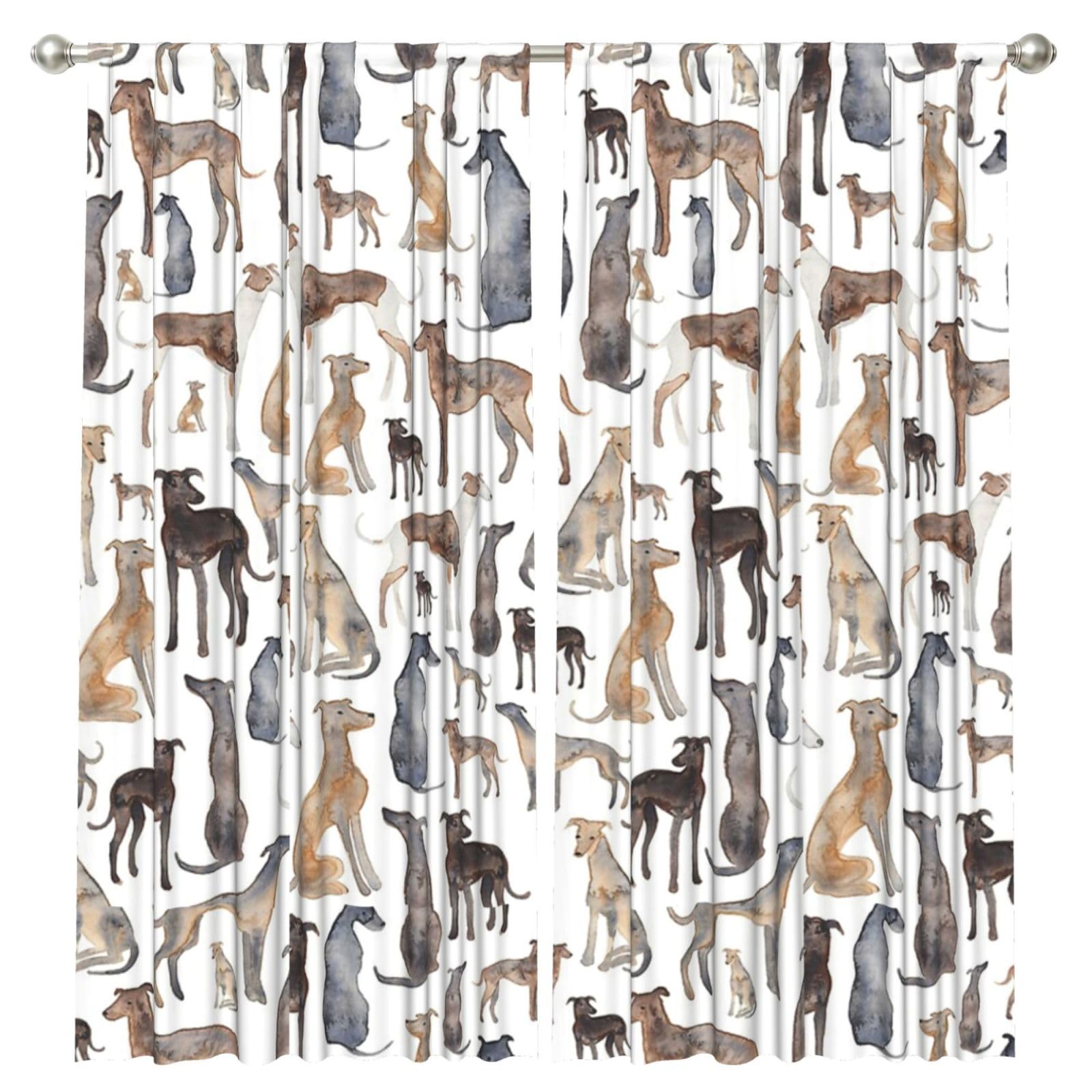 InOmak Greyhounds Wippets And Lurcher Dogs, 2 Panels Window Curtains 52 x 84 Inch Blackout Curtains for Living Room Bedroom