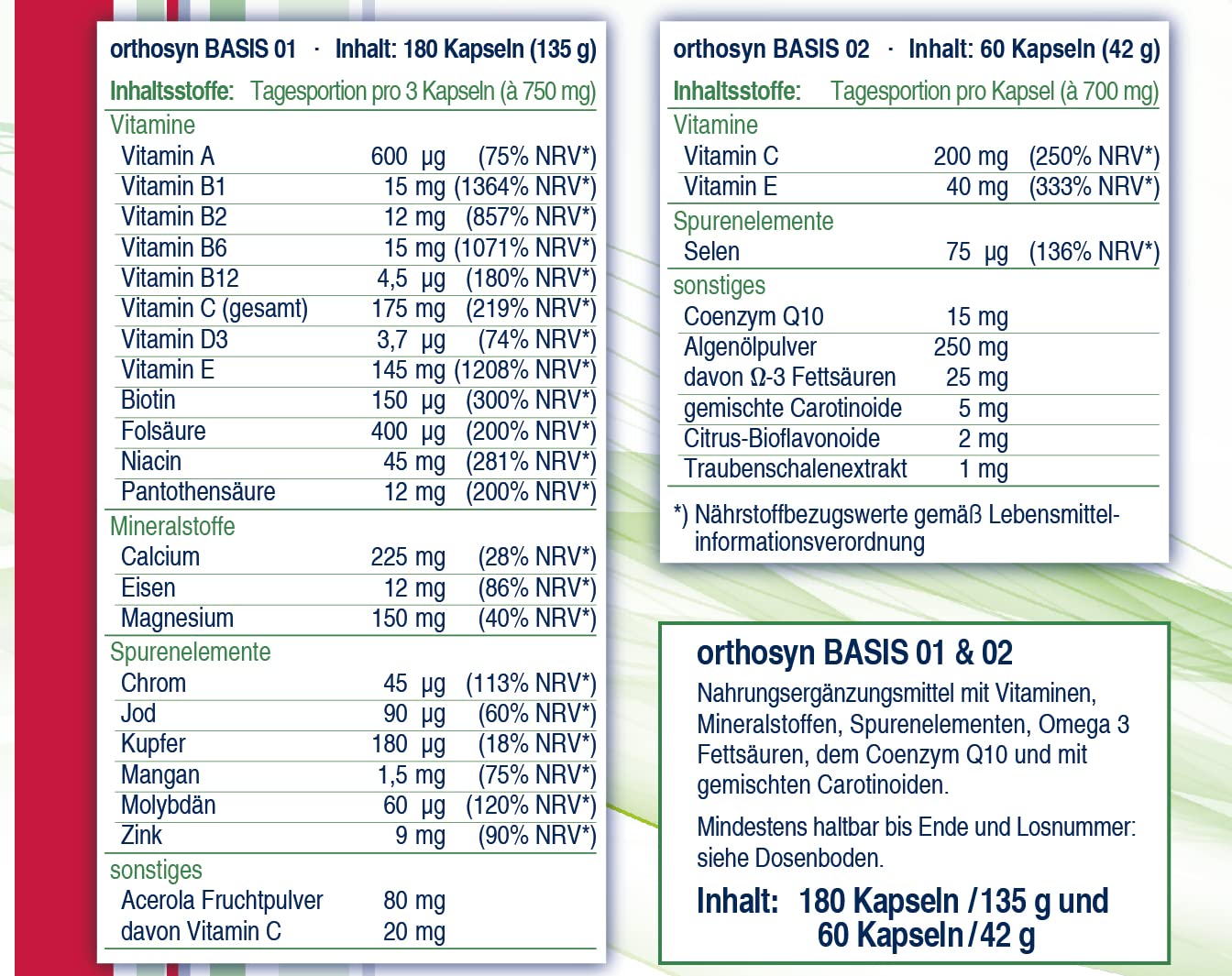 BASIS, 2 Kompomenten,180/60 Kapseln, 60 Tage