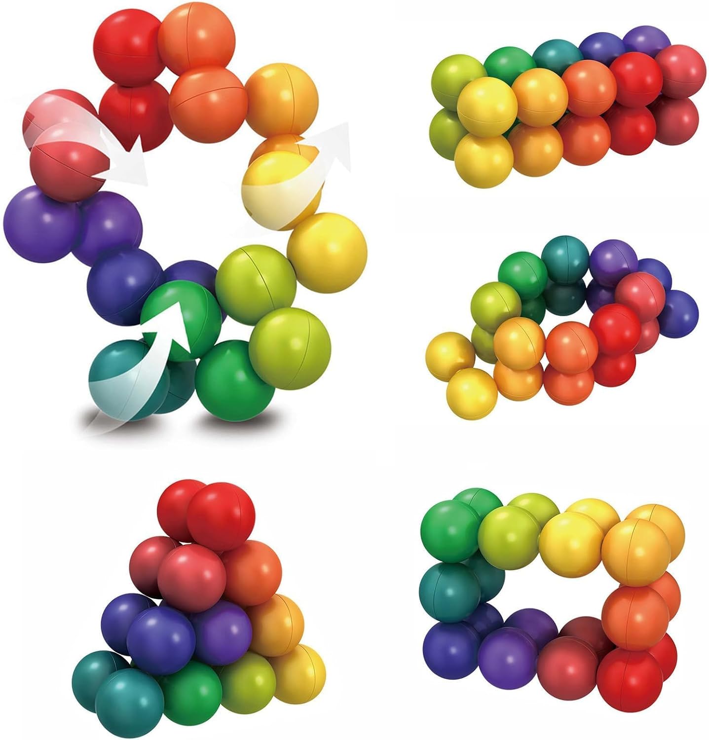 Sensory Fidget Toys for Kids,Autism Rainbow Fidget Ball Autistic ADHD Quiet Cool Desk Toys,Special Needs Early Development Sensory Toys,For Toddlers 3-12 Girls,Boys