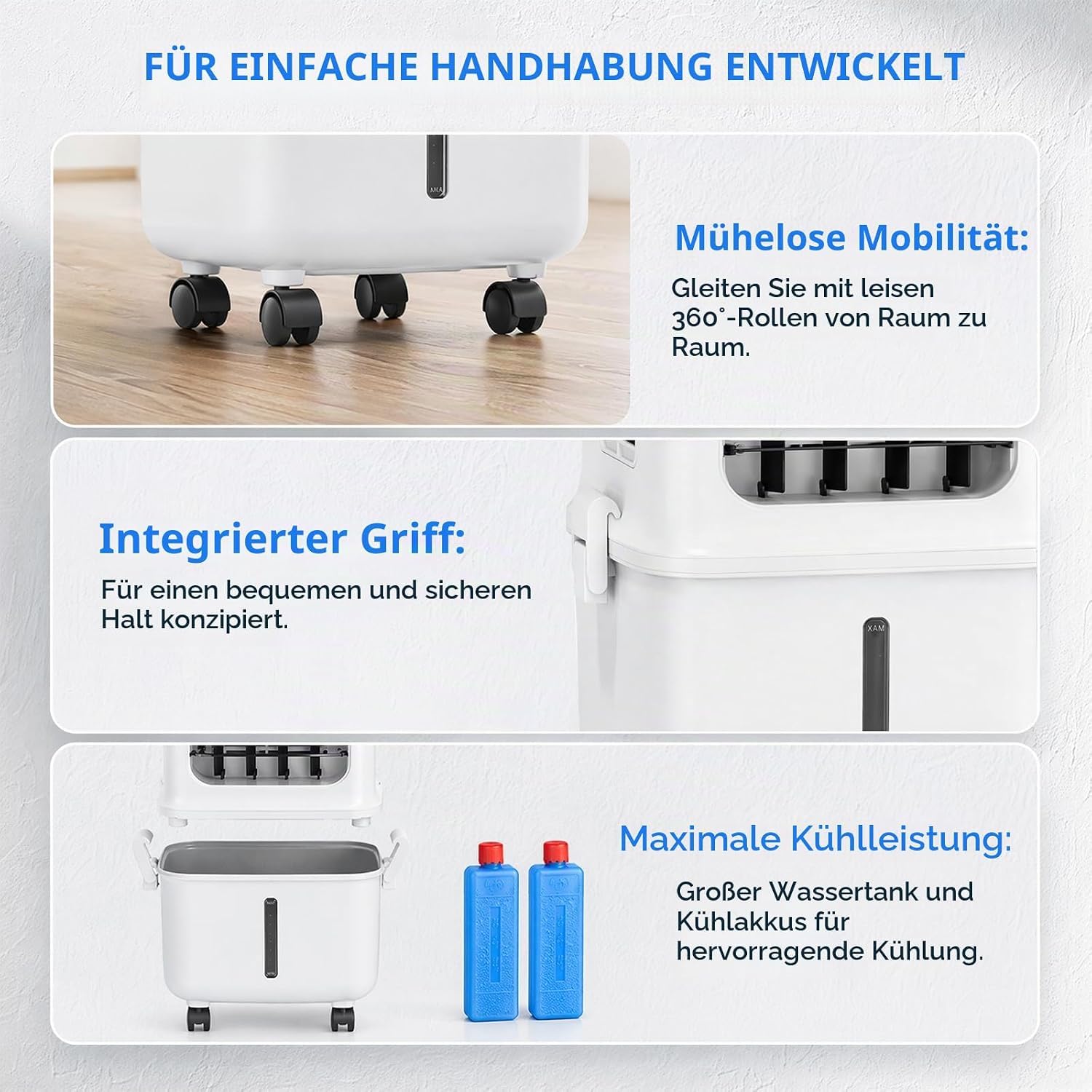 Verdunstungskühler 7,5L ohne Abluftschlauch, mobiler 4-in-1 Luftkühler