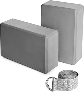Bloco de ioga,mewmewcat 2 unidades de blocos de EVA Yoga 1 unidade de blocos de estabilidade de alças de ioga de algodão Conjunto de alças de ioga para meditação Pilates de ioga