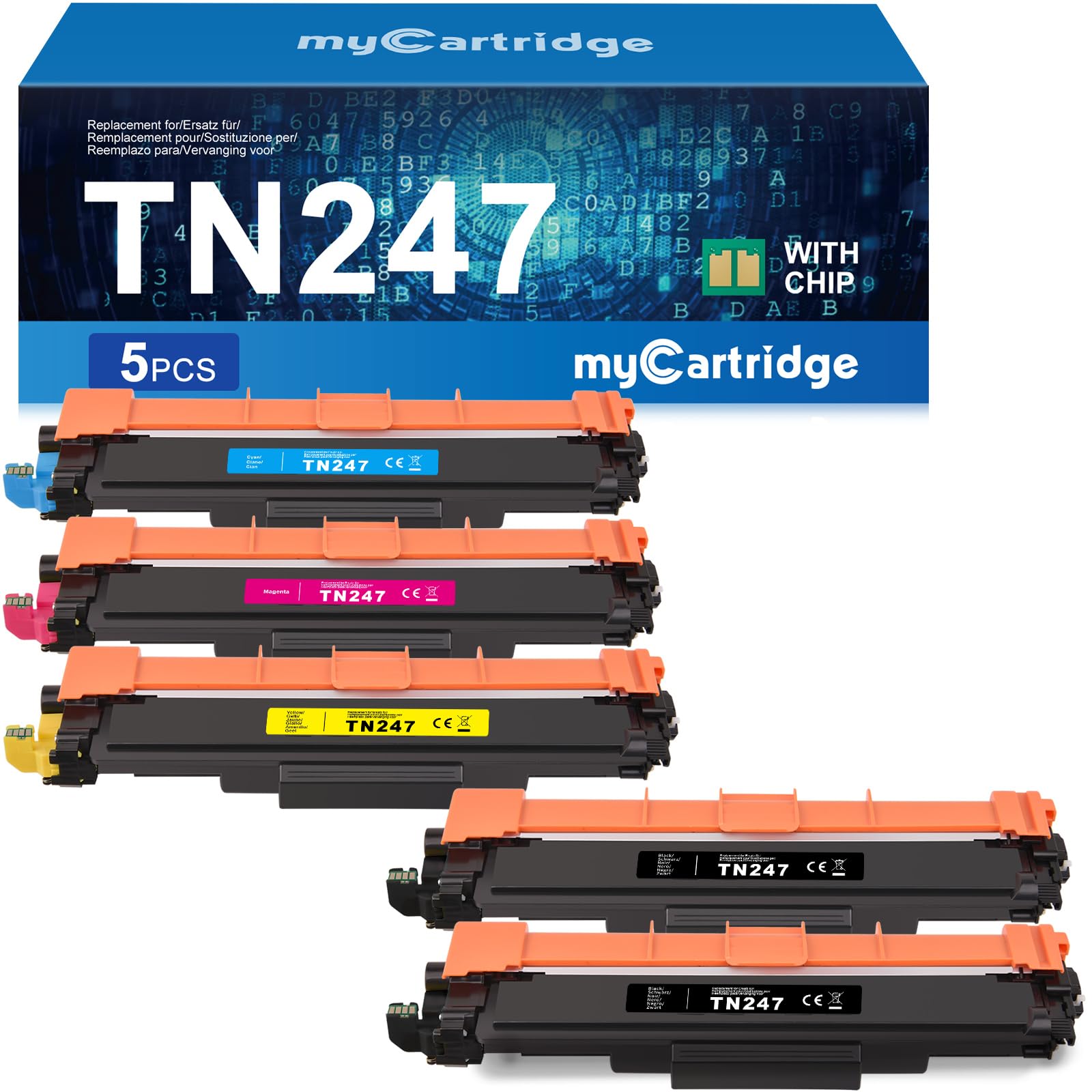 MYCARTRIDGE TN247 TN 243CMYK Toner Compatibile per Brother TN247 TN-243CMYK per DCP-L3550CDW MFC-L3730CDN MFC-L3750CDW MFC-L3770CDW HL-L3230CDW (Nero/Ciano/Magenta/Giallo, 4 Pezzi)