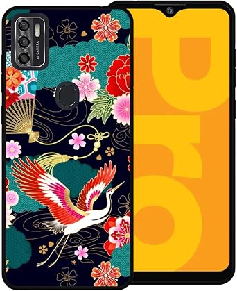 Phone Case for ZTE Optus X Pro/Blade A7s 2020/Telstra Evoke Plus 2, Cranes Birds & Flowers Herons Floral Chinese Asian Style Japanese Pattern Shockproof Thin Slim Soft Beautiful Cover Shell