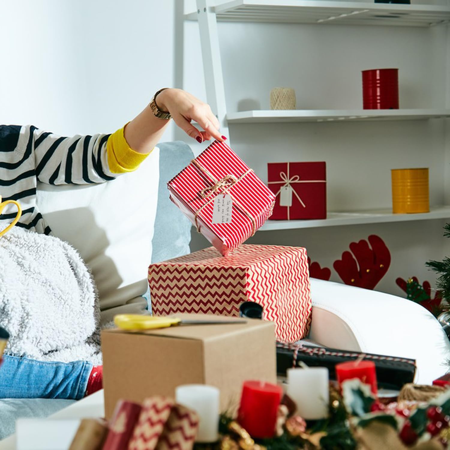 Sollbry 200 Etiquetas De Regalo Rectangulares De Papel Kraft Marrón Con