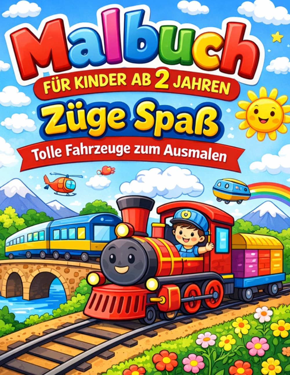 Malbuch für Kinder ab 2 Jahren: Züge Spaß tolle Fahrzeuge zum Ausmalen