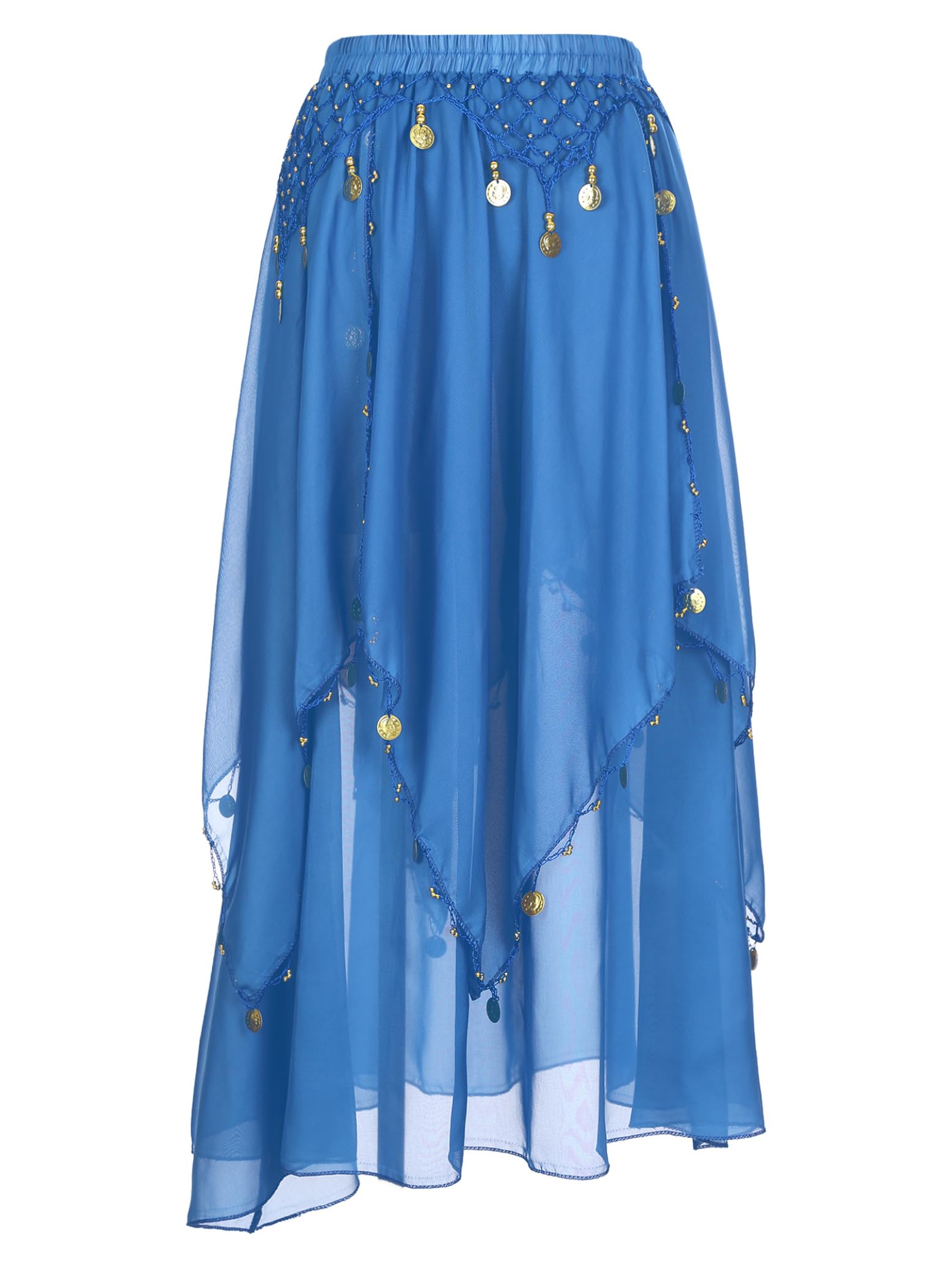 Jupe de danse du ventre pour femme - Jupe longue à paillettes asymétrique - Jupe de danse - Jupe de scène - Costume oriental