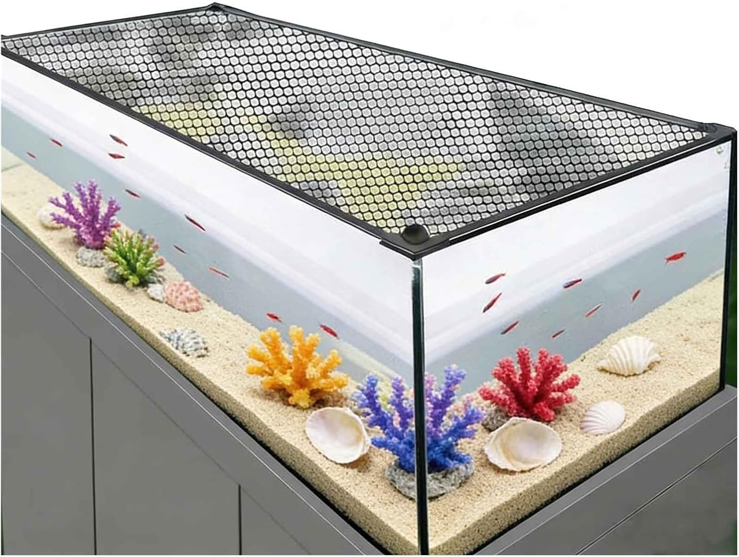 Magnetic Aquarium Cover Fish Tank Lid, Transparency DIY Mesh Lid Cut to Any Size Prevents Fish Jumping and Reptile Escapes
