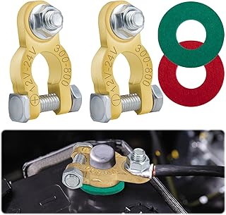 Battery Terminal Connectors 1 Pair, Battery Post Terminals Brass, Battery Terminal Adapter with Pad for Motorcycles, Cars, Boats, Rvs, Vans, Trucks and Automotive Battery