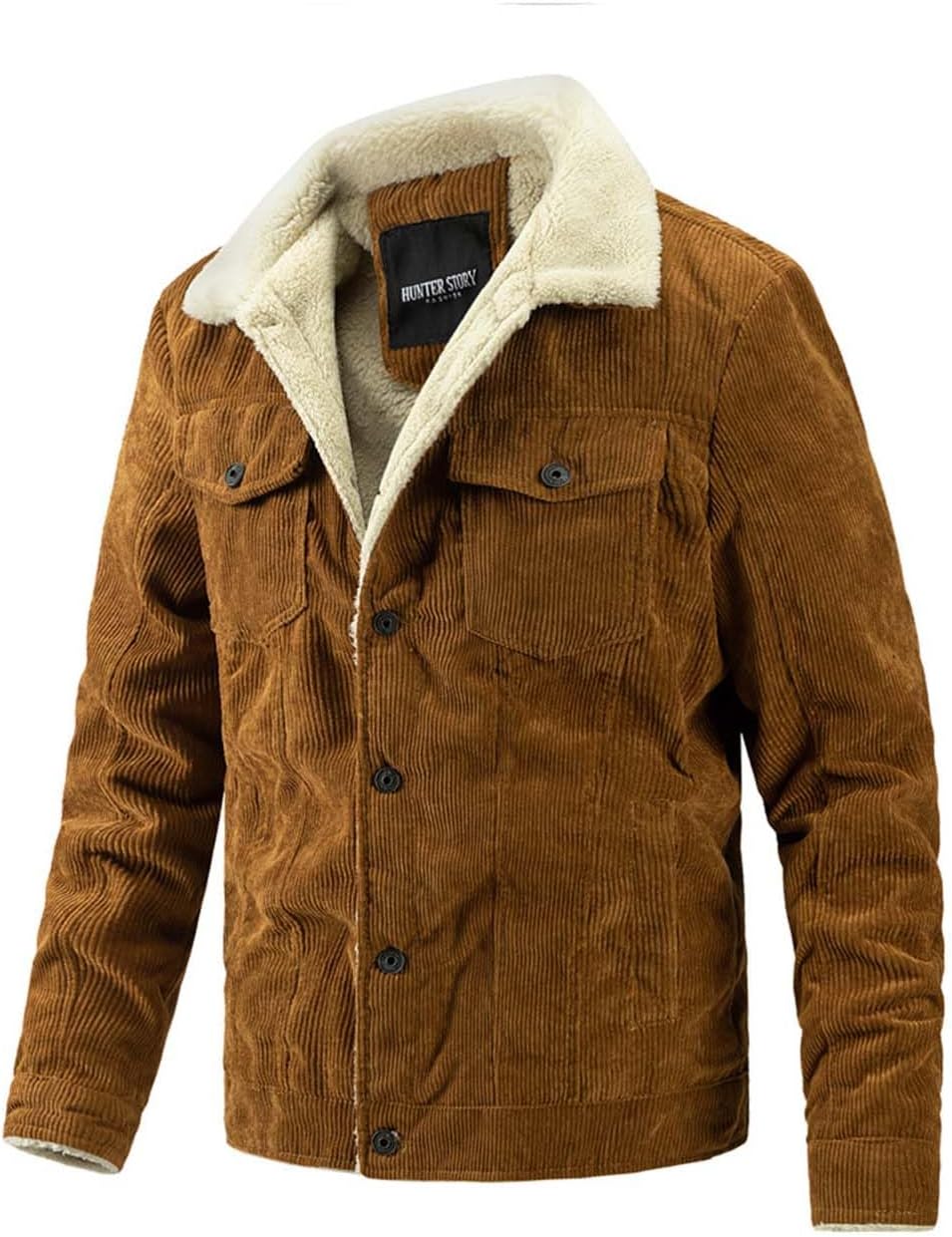 Men Jackets Solid Color Cotton Jacket Winter Plfleece Jacket Corduroy Tooling Park