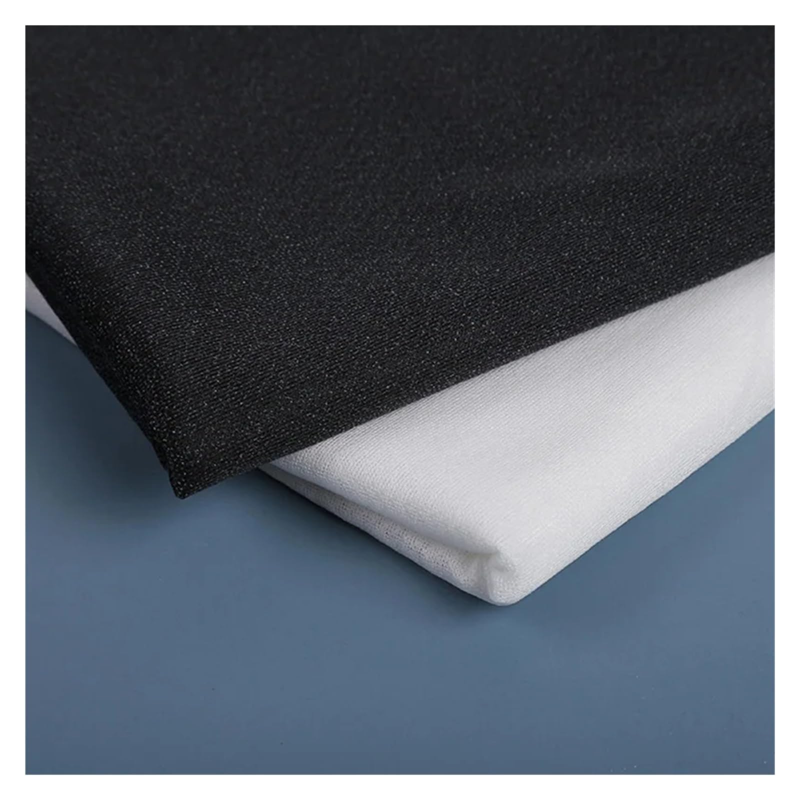 Tessuto Termoadesiva Interfodera Fodera Adesiva Elastica Lavorata a Maglia su Quattro Lati, Lavabile, Morbida, in Tessuto, for Fai da Te, Cucito, Patchwork, Accessori(Black 5x1.5m)
