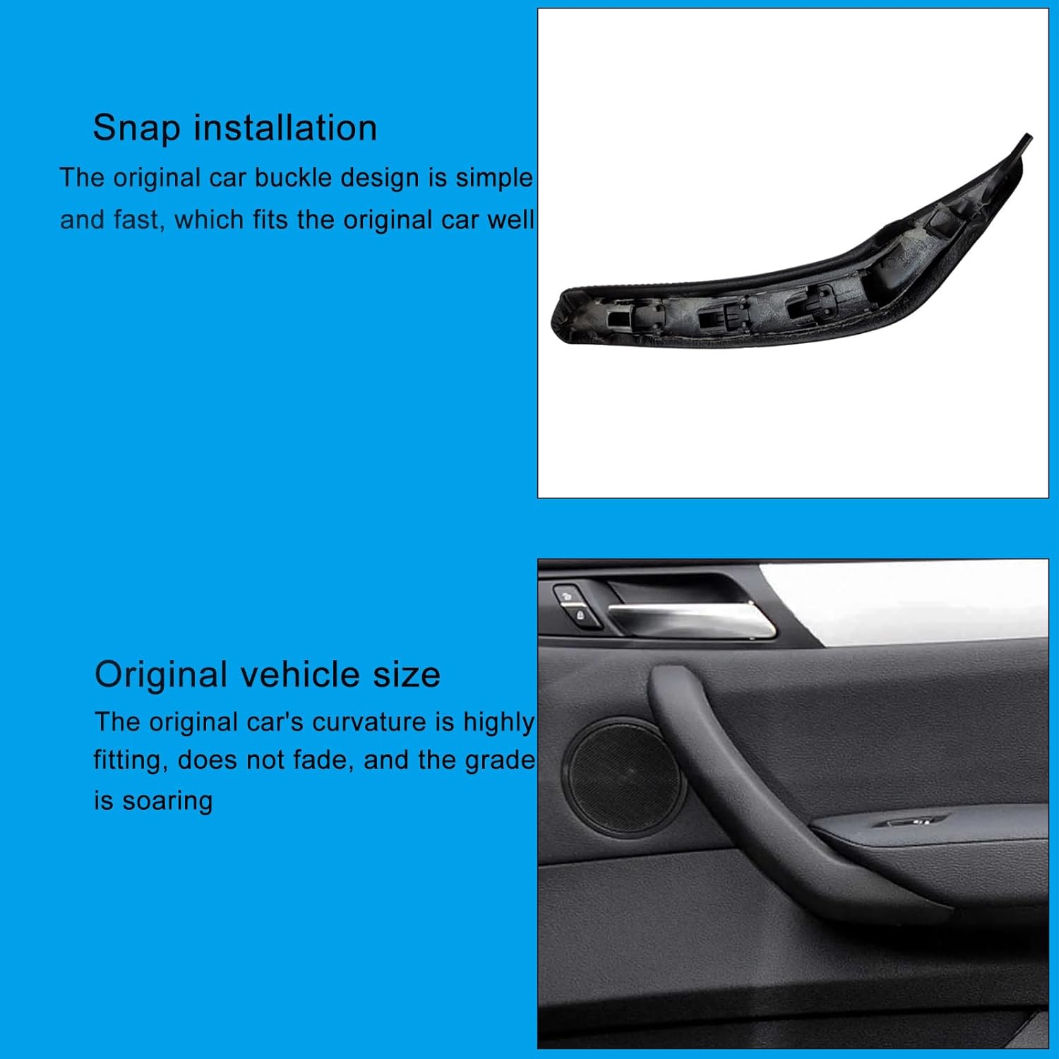 FASTCHE for BMW X3/X4 Door Handle Outer Cover, Right Side Passenger Door Handle Outer Leather Door Handle Outer Cover Replacement Compatible with BMW X3 F25 2010-2016, X4 F26 2014-2017 (Right,Black)