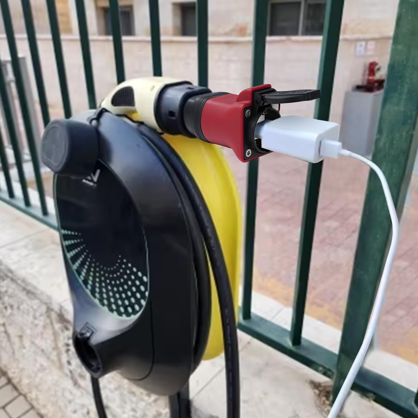 Adapter typu 2 na wtyczkę Schuko 16 A, typ 2 EV kabel do ładowania ładowarka do gniazdka Schuko, 2 typy adapter stacji ładującej, skrzynka ładująca ścienna 2 typy przebudowa gniazda (nie pasuje
