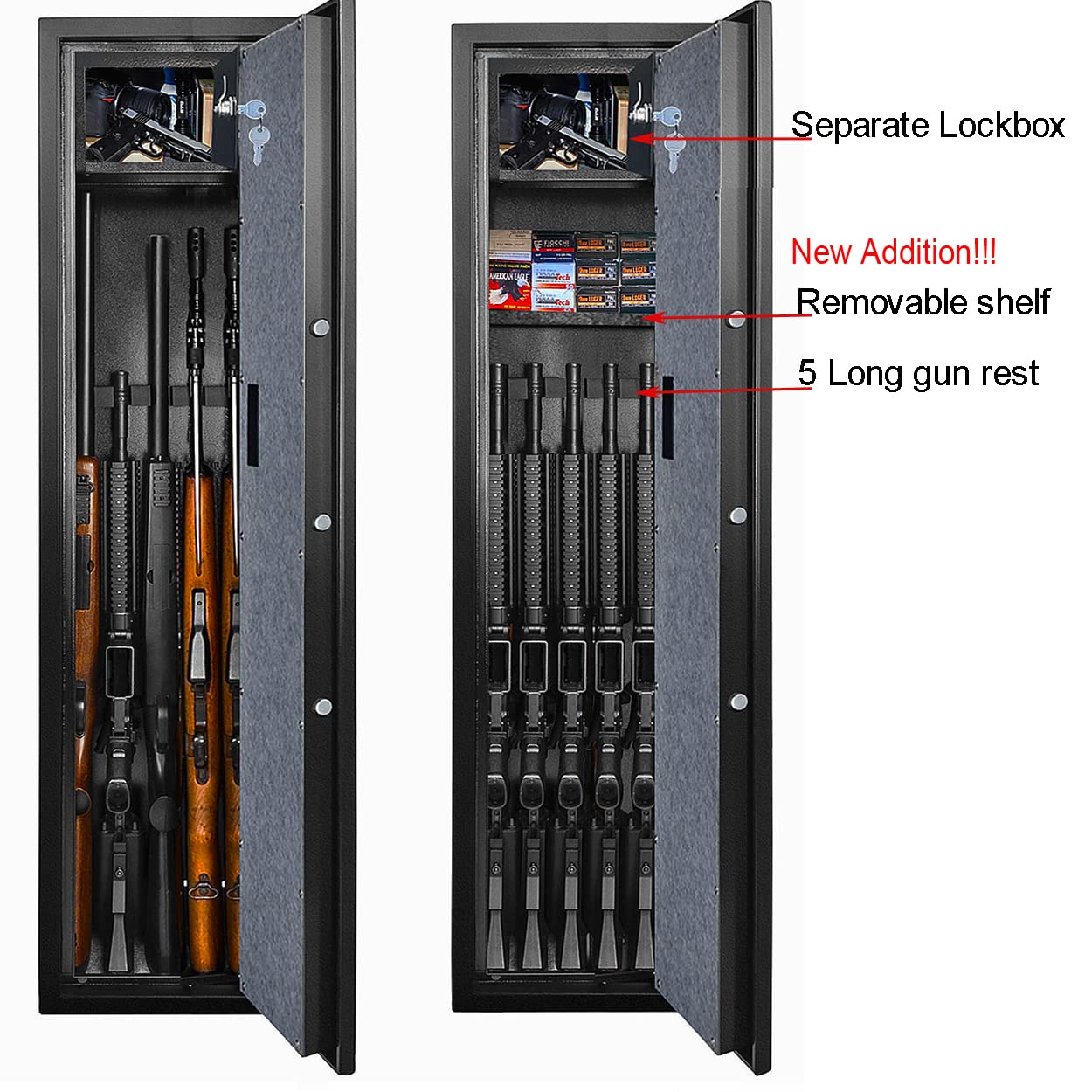 Biometric Rifle Gun Safe, Quick Access Fingerprint Long Gun Safe, 56