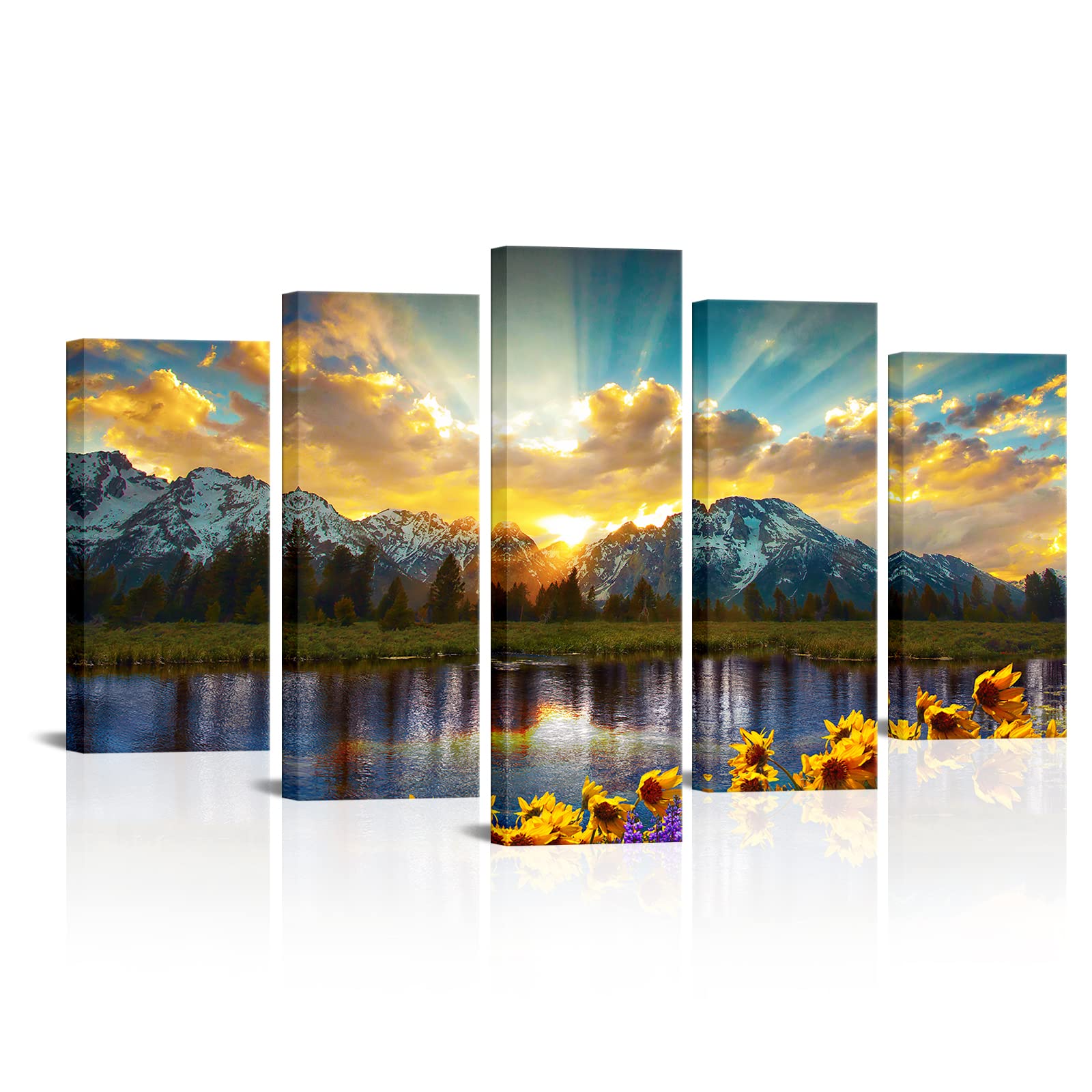 KLVOS 5 Panel Mountain Wall Art Grand Teton National Park Lake