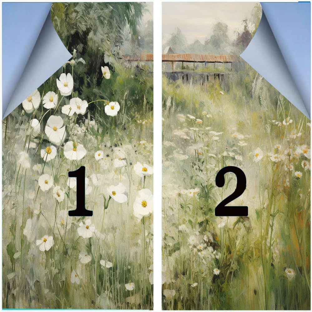 Biała witrażowa folia okienna w stylu retro, dekoracja wiejskiego domu, nieprzylepna osłona szklanych drzwi, naklejki na wiejskie dekoracje do kuchni i salonu, 80 x 140 cm (2 sztuki)