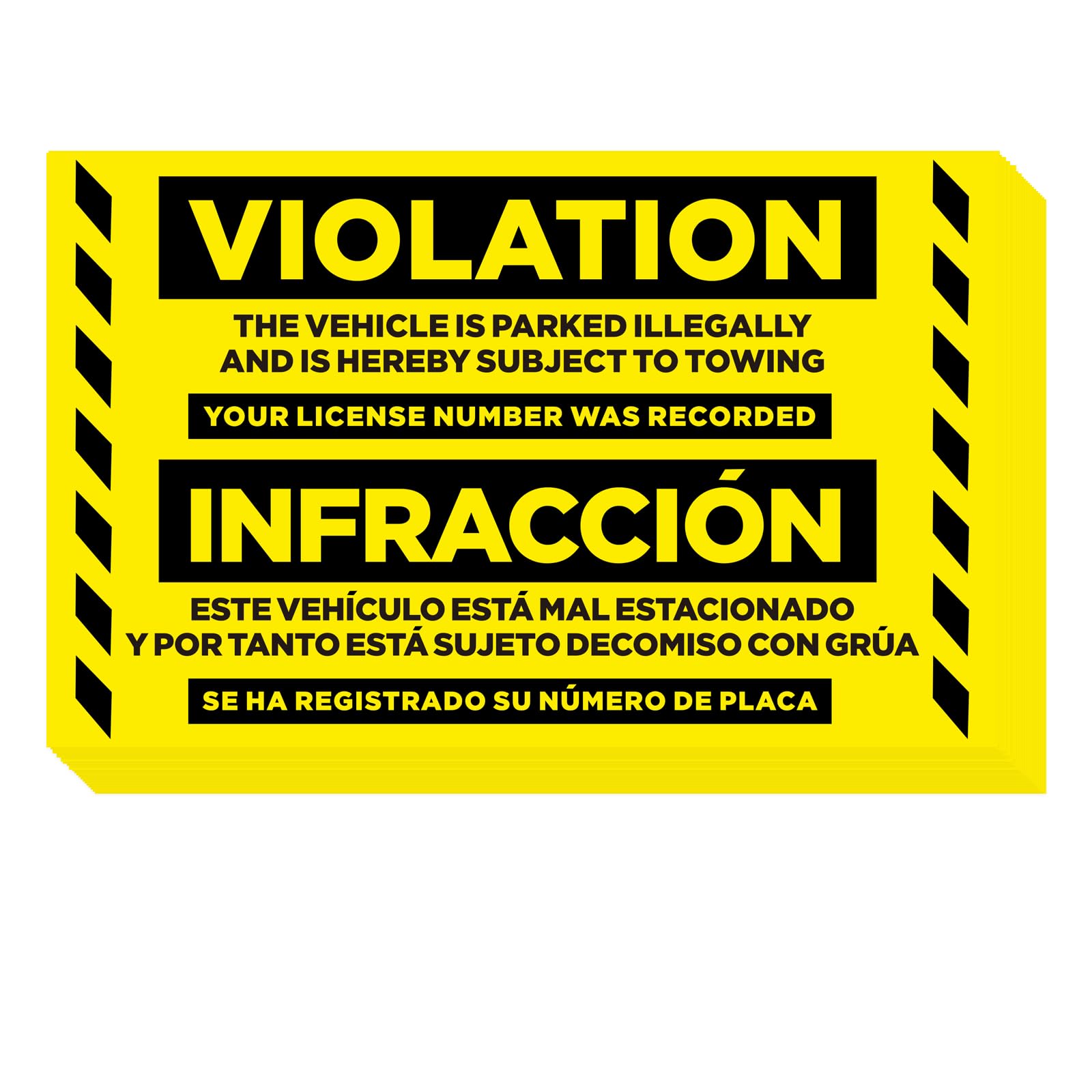 Joyfulmap Yellow Parking Violation Stickers Hard To Remove, 100Pcs Super Stick No Parking Stickers For Cars And Trucks, Final Notice Tow Warnings, No Parking Stickers, 20.32X12.7cm/8X5 In,