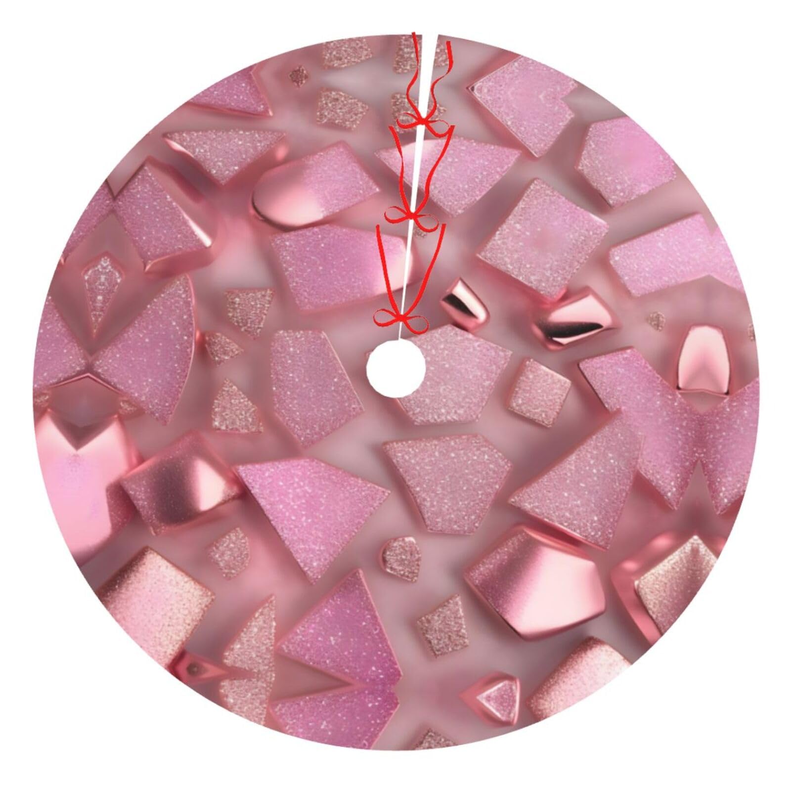 Jupe sapin de Noël rose or à paillettes imprimées pour décoration de fête
