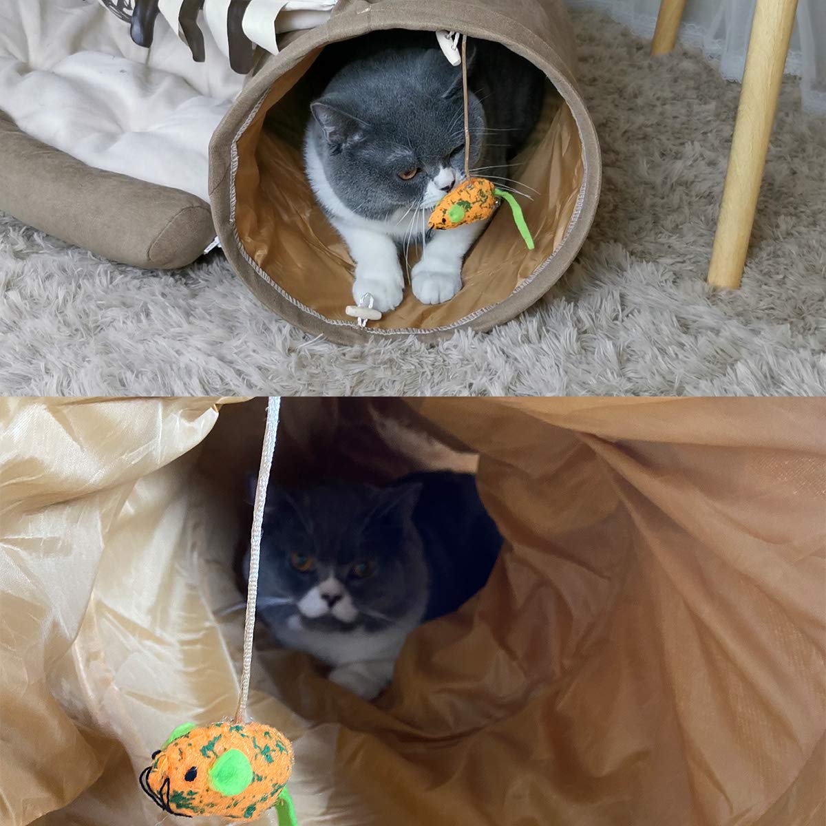 LEFTSTARER Túneles plegables 2 en 1 para gatos y escondite para mascotas, perros, conejos, hogar, tubos de túnel, juguetes con alfombrilla extraíble lavable