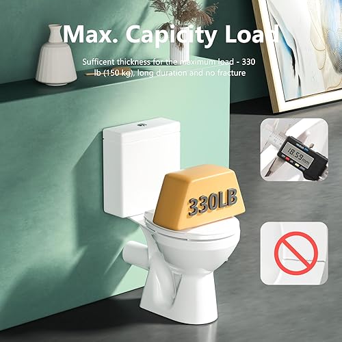 Miniatura 5 de Asiento de inodoro redondo suave cierre 16.5 pulgadas, tapa de inodoro de cierre lento, silencioso, sin golpe, fácil instalación y liberación,