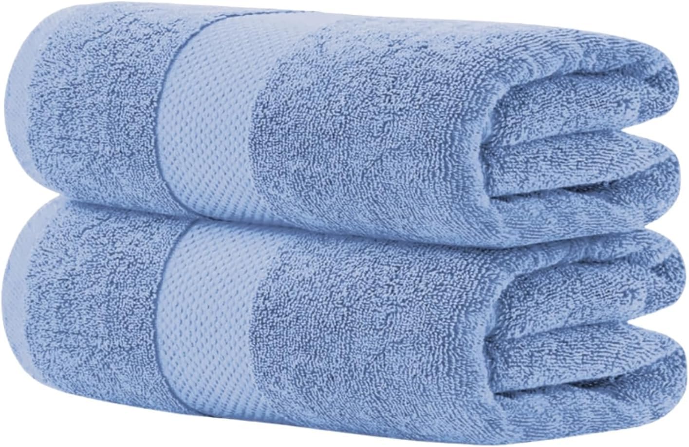 Hieftan Towels Bath Sheet Set – 100% Cotton Pack of 2 Extra Large Bath Sheets Towel 600gsm Highly Absorbent Rapid Dry Super Sheets for Bathroom 140 X 80 cm (Cobalt)