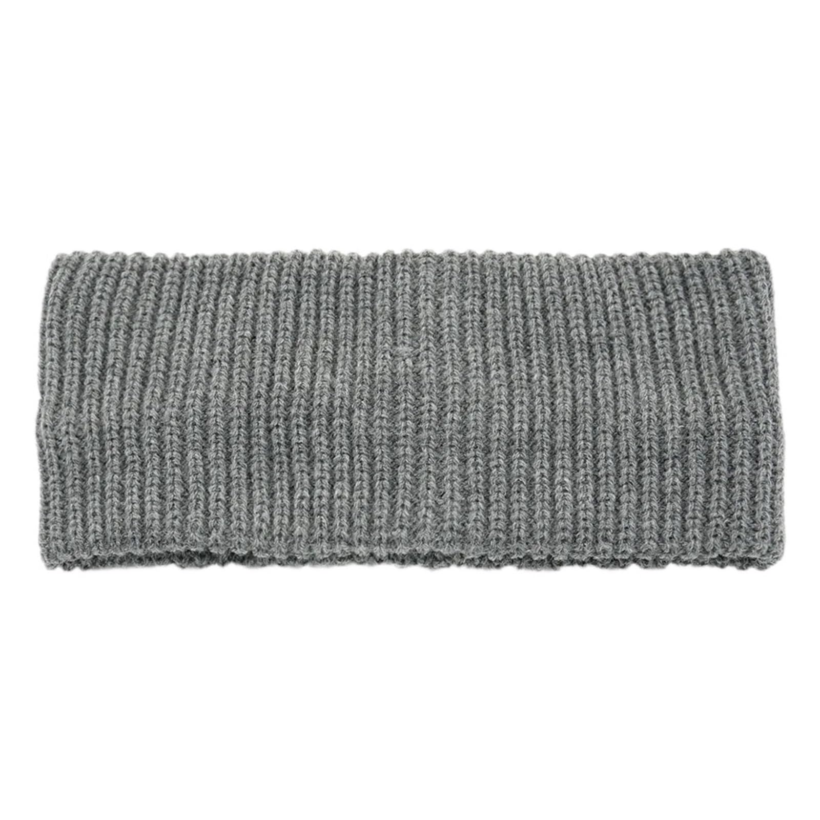 Stirnband 3PCS Einfache Feste Farbe Gestrickt Breiten Stirnband Frauen Sport Haarbänder Vertikale Gestreiften Kopf Abdeckung Winter Ohr Wärmer Winter Stirnband(Gray A)