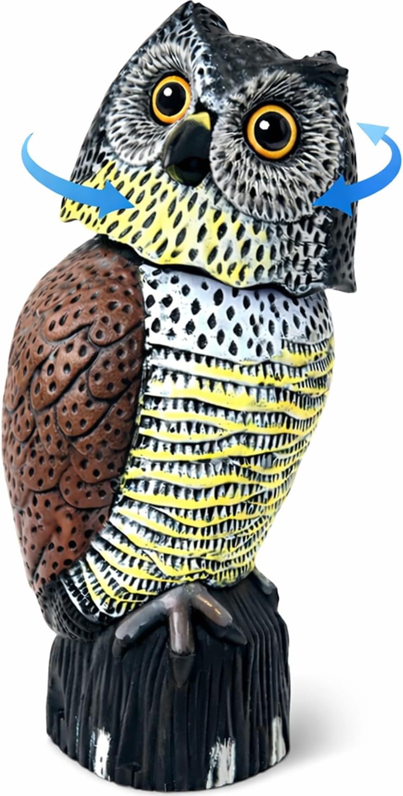GiftExpress 16" Large Owl Decoy with Rotating Head – Realistic Garden Statue Bird & Squirrel Deterrent, Life-Size Predator Scarecrow for Outdoor Yard & Garden Protection